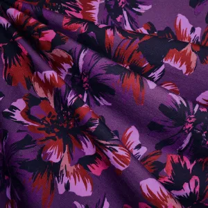 Abstract Graphic Floral Digital Print Light Sweatshirt Fleece Eggplant