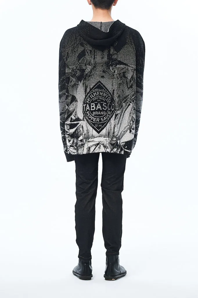 Andy Collection- Rainbow Zip Over-sized Knitted Jacquard Hoodie Cardigan