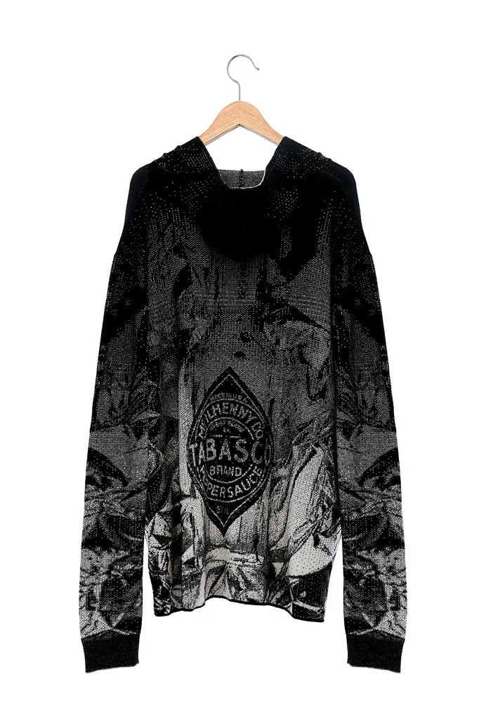 Andy Collection- Rainbow Zip Over-sized Knitted Jacquard Hoodie Cardigan