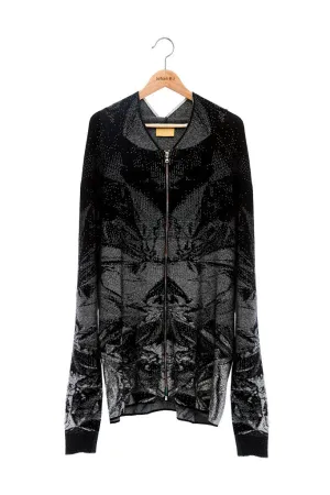 Andy Collection- Rainbow Zip Over-sized Knitted Jacquard Hoodie Cardigan