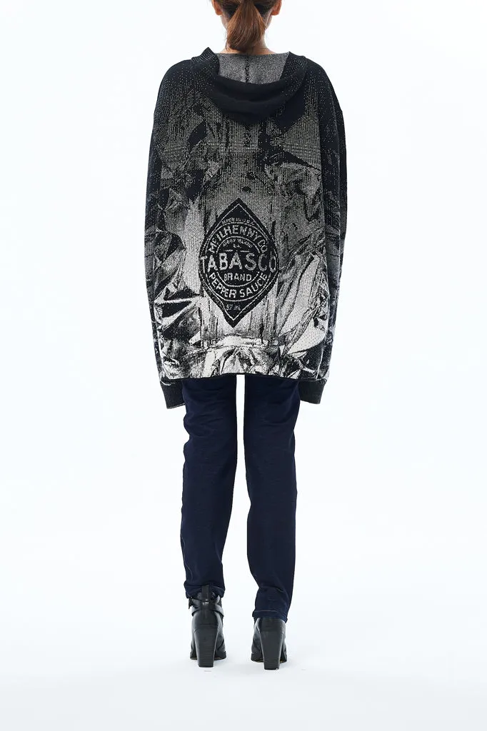 Andy Collection- Rainbow Zip Over-sized Knitted Jacquard Hoodie Cardigan