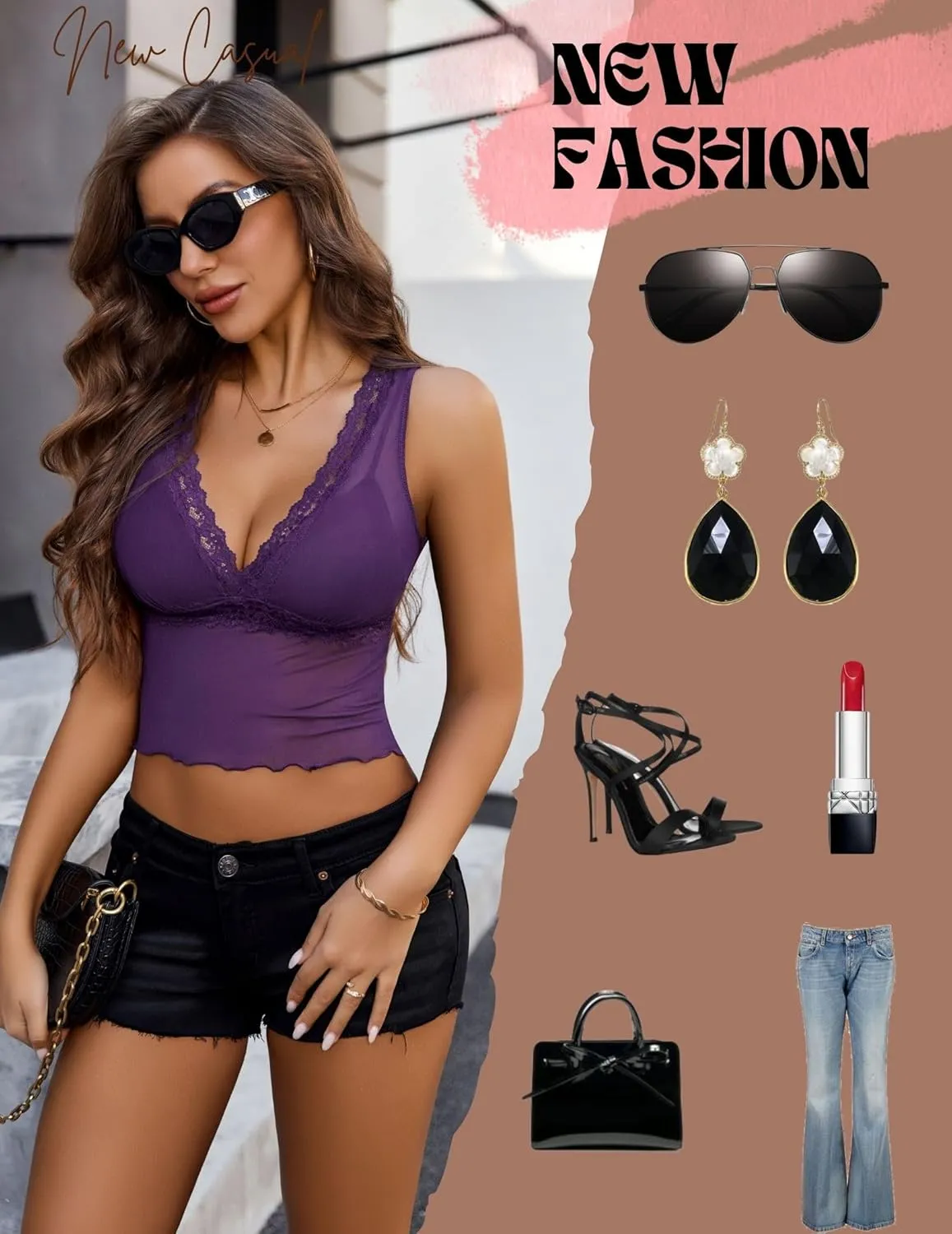 Avidlove Mesh Tank Top for Women Sexy Sheer Tops Sleeveless See Through Y2K Lace Going Out Crop Tank Tops