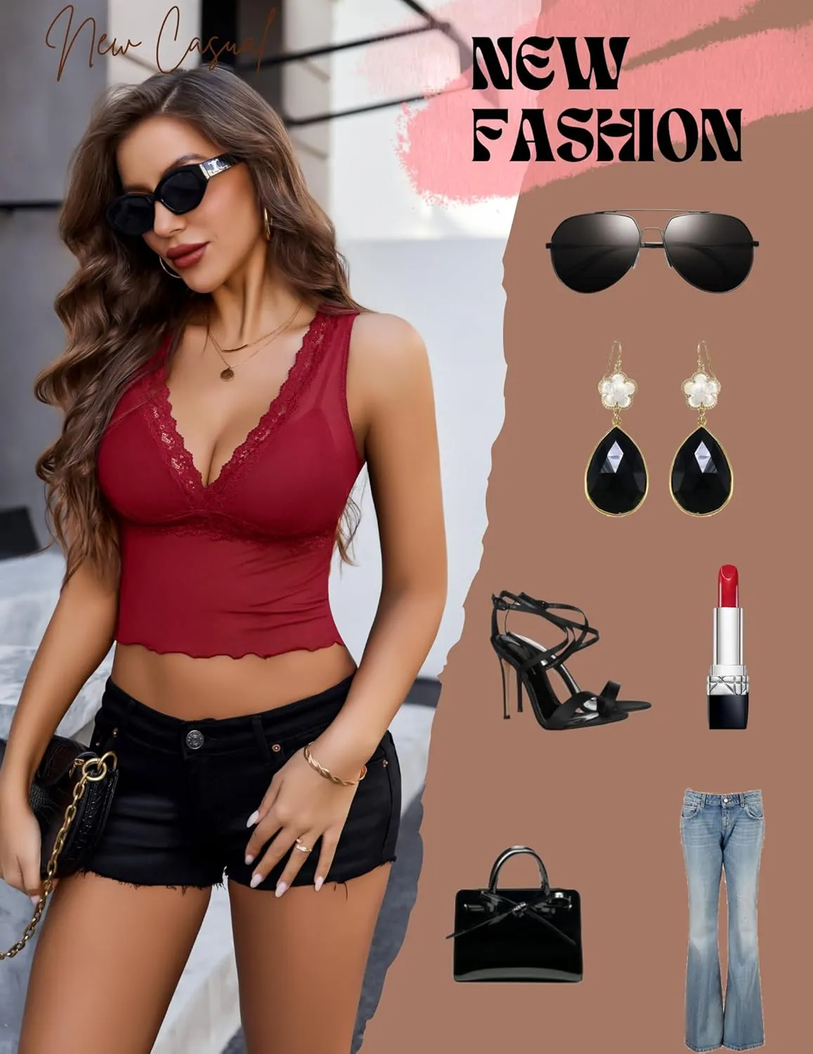 Avidlove Mesh Tank Top for Women Sexy Sheer Tops Sleeveless See Through Y2K Lace Going Out Crop Tank Tops