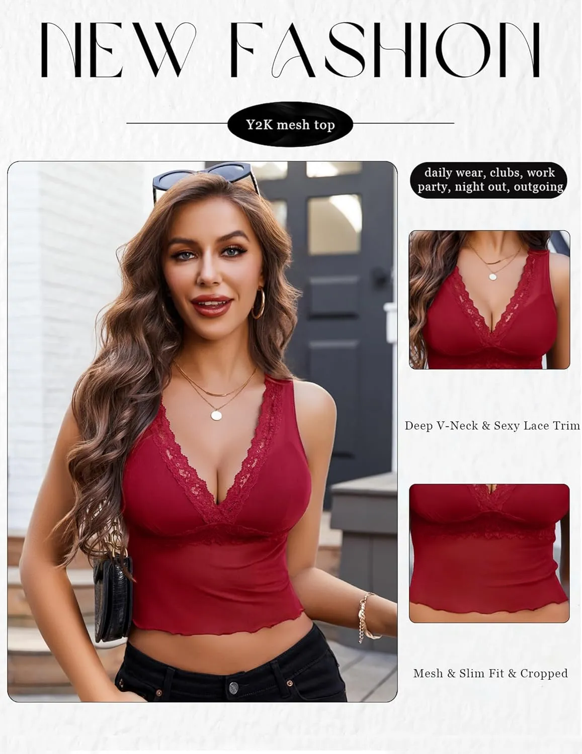 Avidlove Mesh Tank Top for Women Sexy Sheer Tops Sleeveless See Through Y2K Lace Going Out Crop Tank Tops