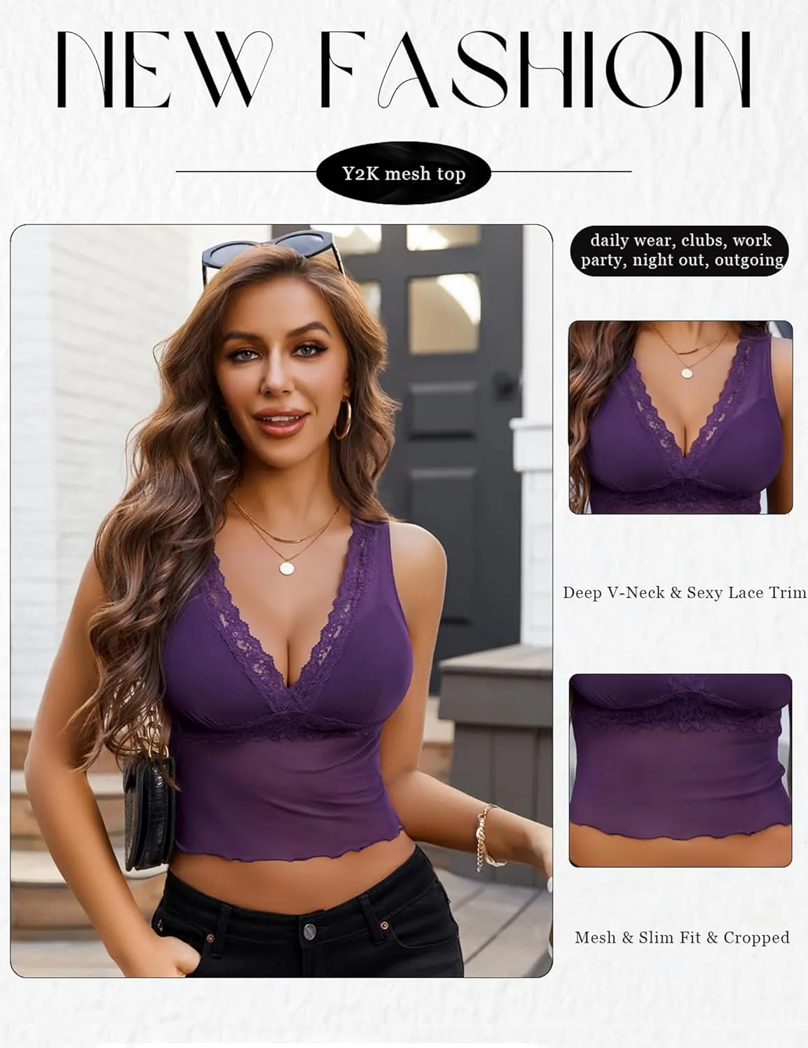Avidlove Mesh Tank Top for Women Sexy Sheer Tops Sleeveless See Through Y2K Lace Going Out Crop Tank Tops