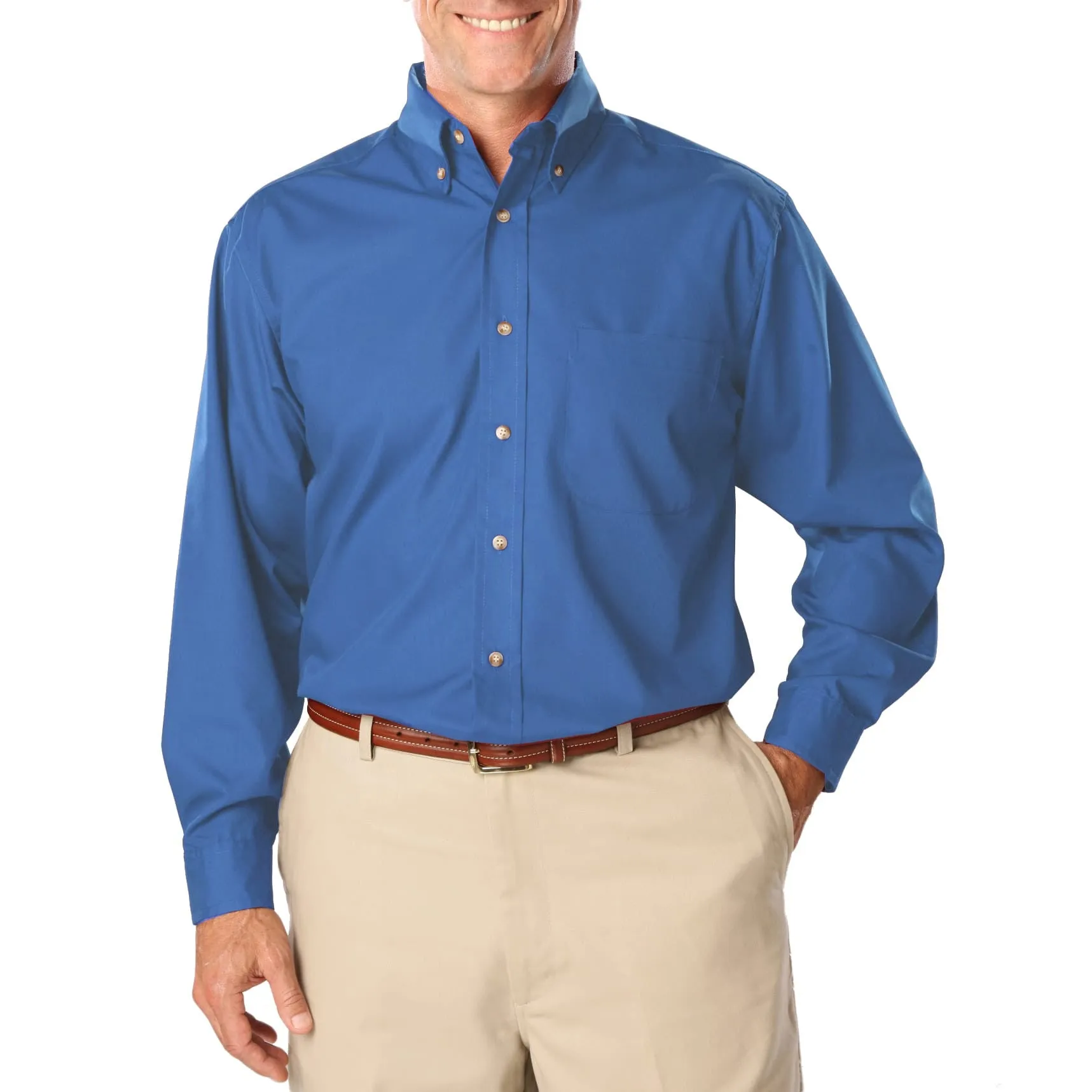Blue Generation Men's TALL Long Sleeve Easy Care Poplin Shirt