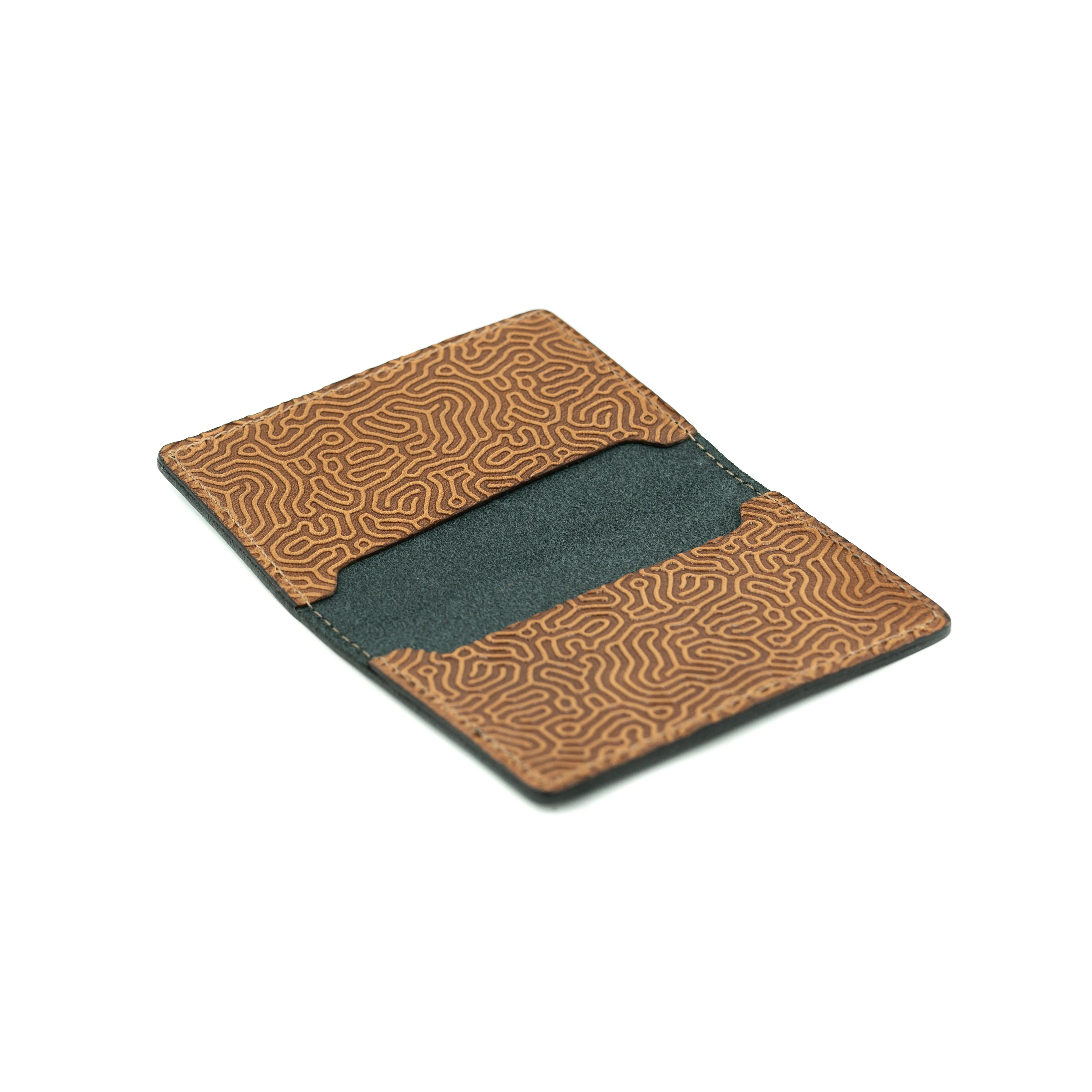 Business Card Holder  - Black & "Coral" Saddle Tan