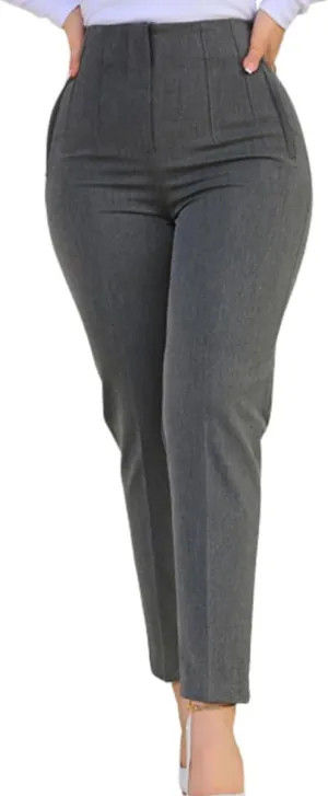 Dress Pants for Women High Waisted Straight Leg Pleated Business Casual Bootcut Pants Curvy Fit Work Capri Trousers