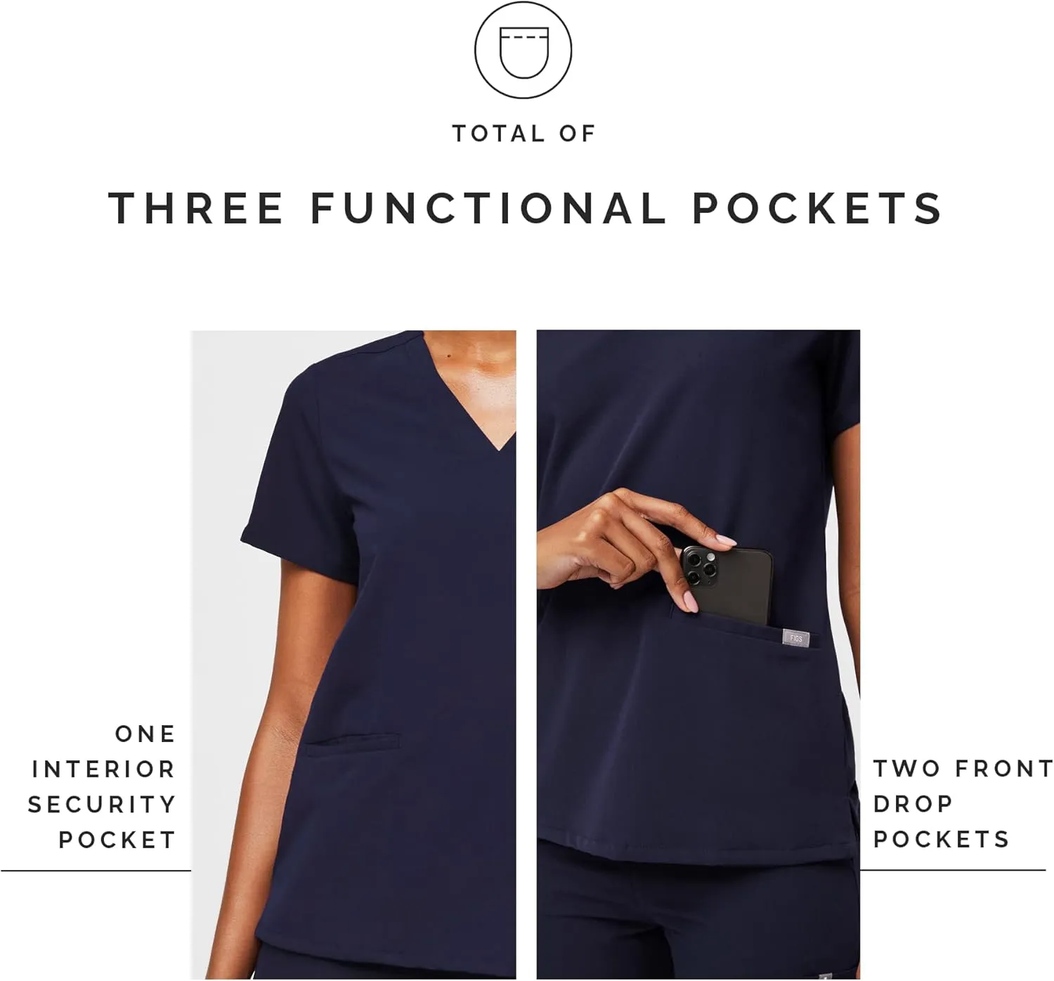 FIGS Casma Scrub Top for Women  Classic Fit, 3 Pockets, Four-Way Stretch, Anti-Wrinkle