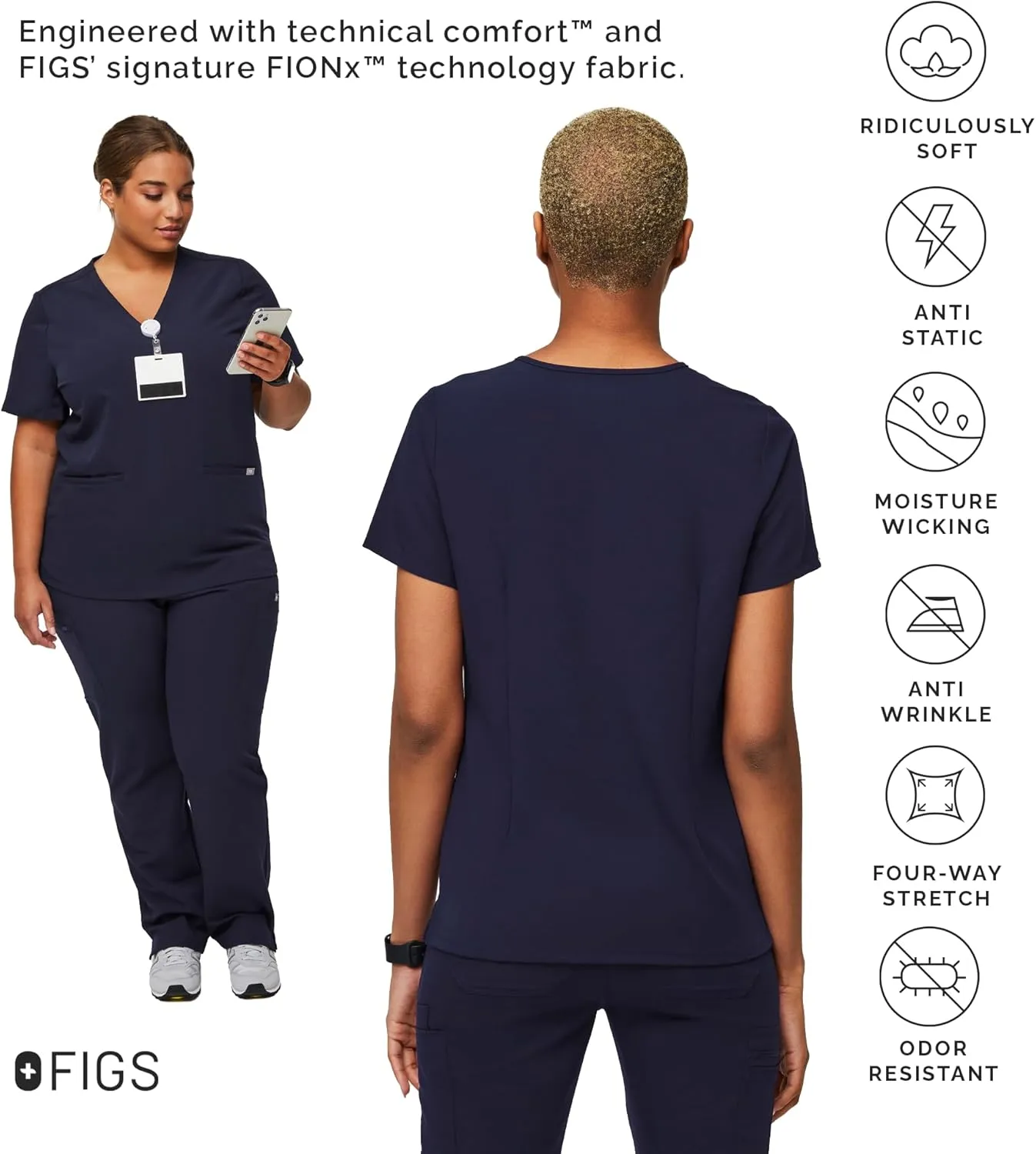 FIGS Casma Scrub Top for Women  Classic Fit, 3 Pockets, Four-Way Stretch, Anti-Wrinkle