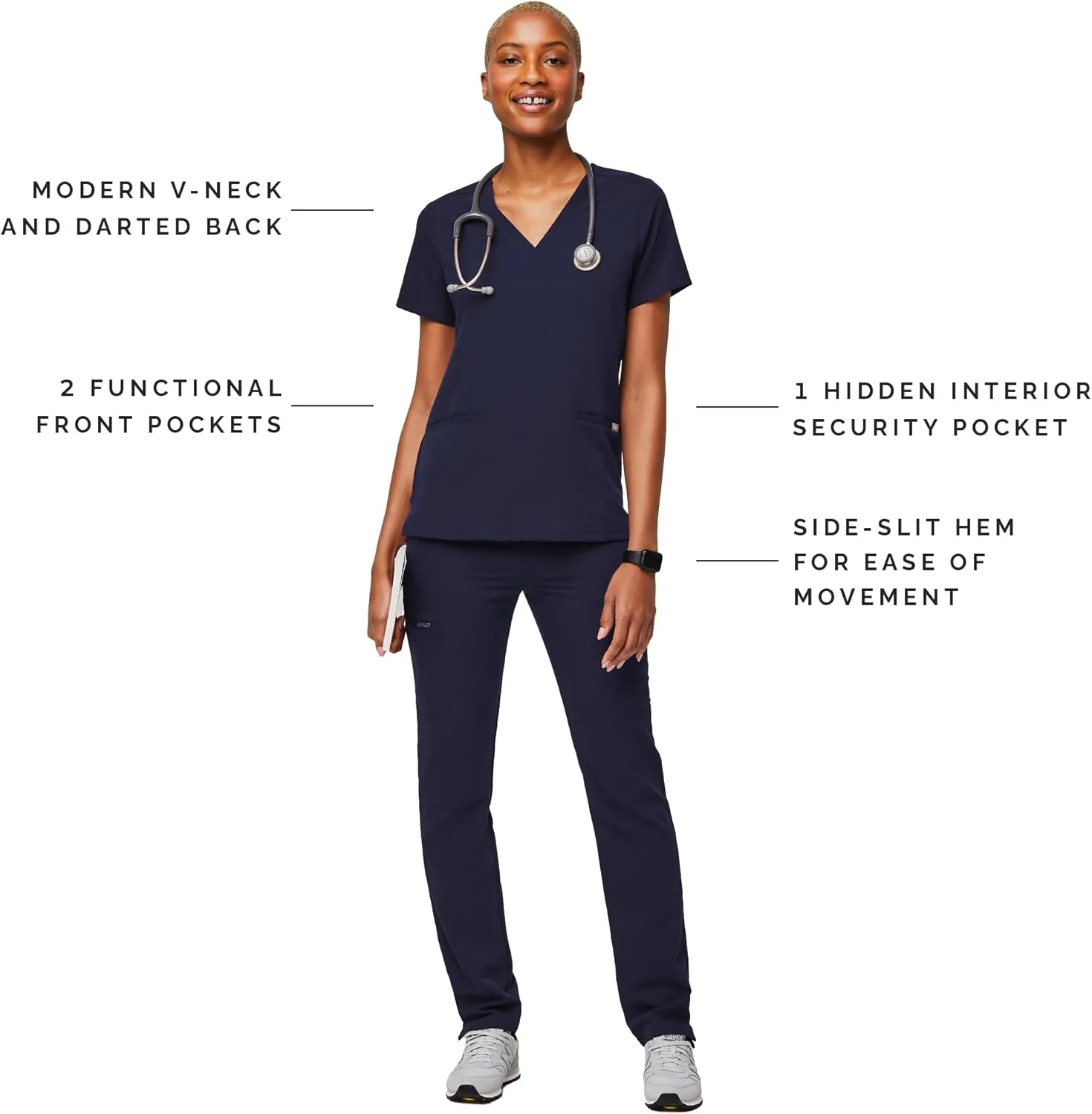FIGS Casma Scrub Top for Women  Classic Fit, 3 Pockets, Four-Way Stretch, Anti-Wrinkle
