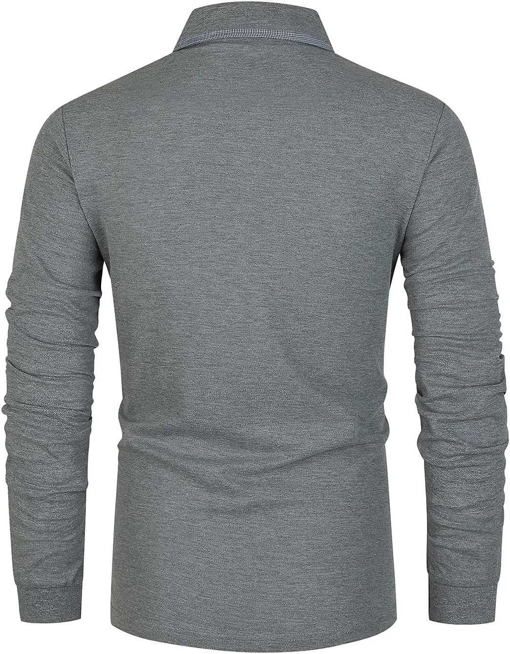 GHYUGR Men's Classic Plaid Splicing Long Sleeve Golf Polo Real Pocket Business Casual T-Shirt