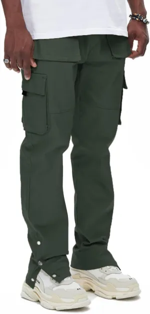 GINGTTO Men's Casual Cargo Pants Drawstring Elastic Waist Work Pants Hiking Jogger Multi Pockets