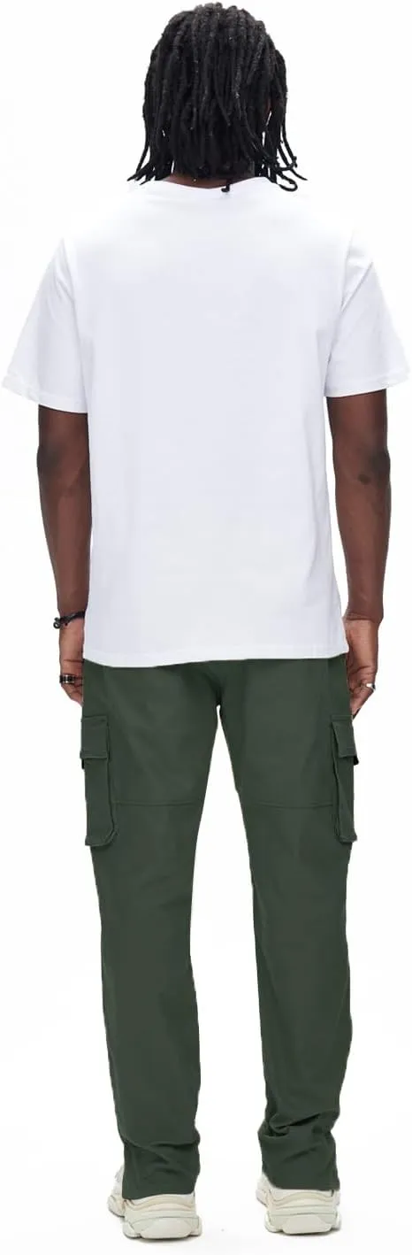GINGTTO Men's Casual Cargo Pants Drawstring Elastic Waist Work Pants Hiking Jogger Multi Pockets