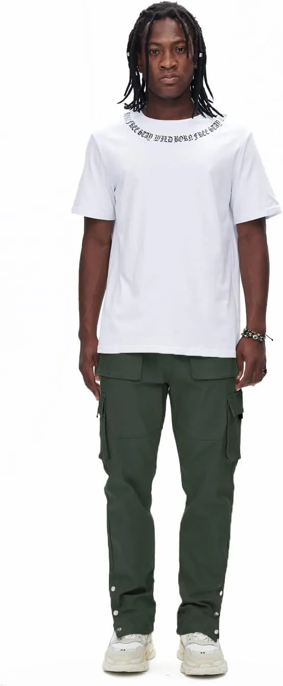 GINGTTO Men's Casual Cargo Pants Drawstring Elastic Waist Work Pants Hiking Jogger Multi Pockets