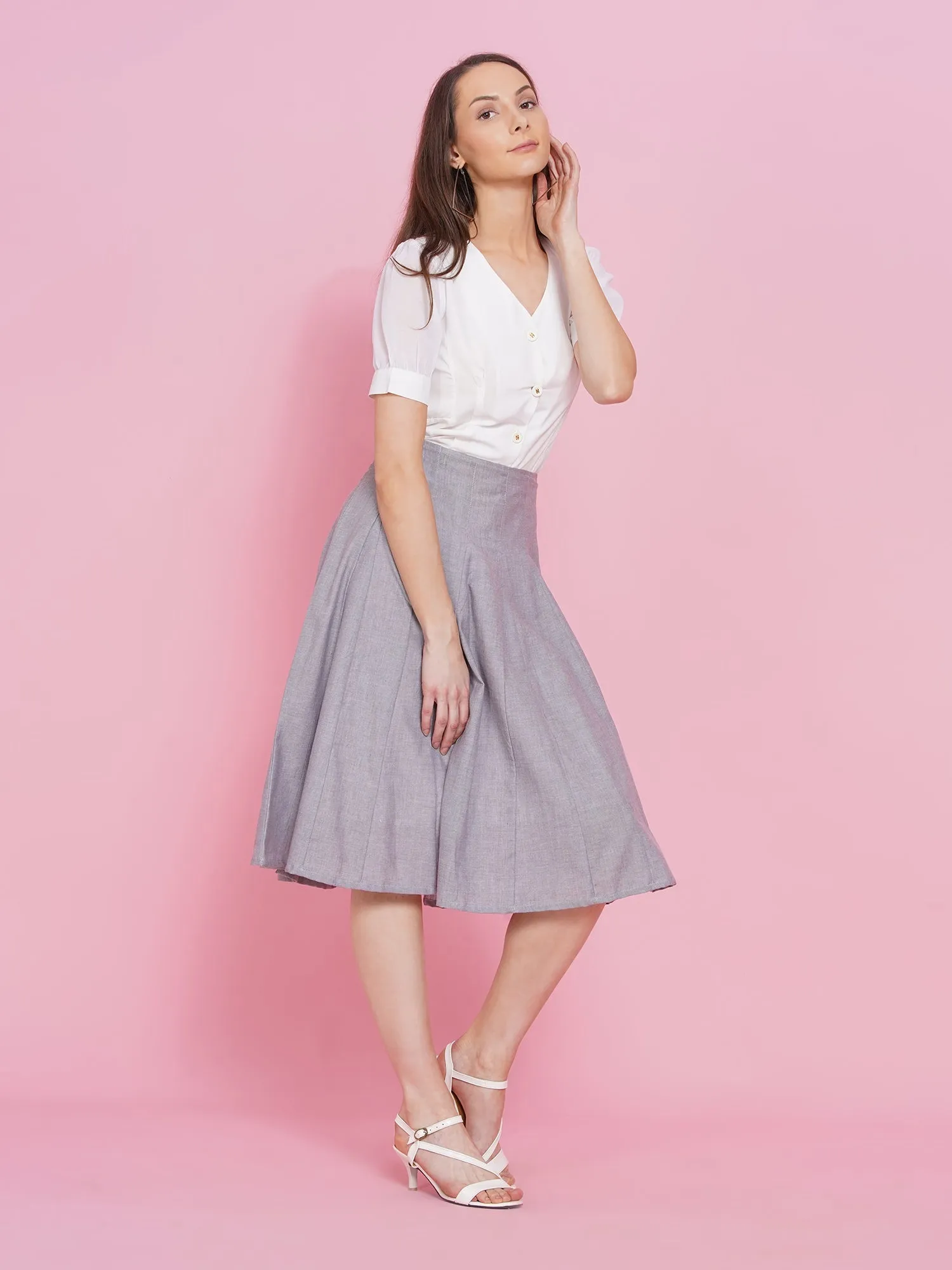 Godet Skirt With Lining