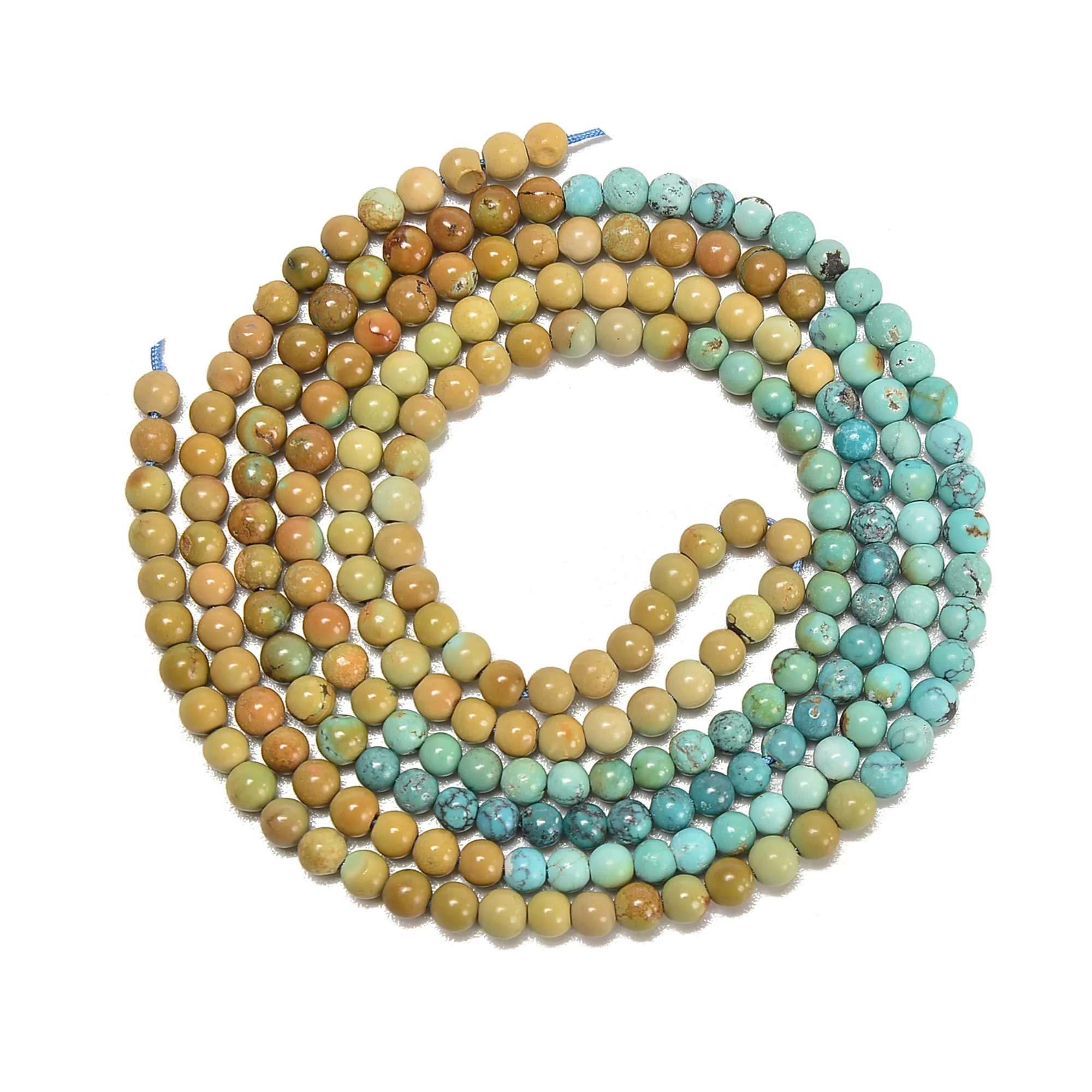 Gradient Multi Color Genuine Turquoise Smooth Round Size 3.3mm-5.5mm 25'' Strand