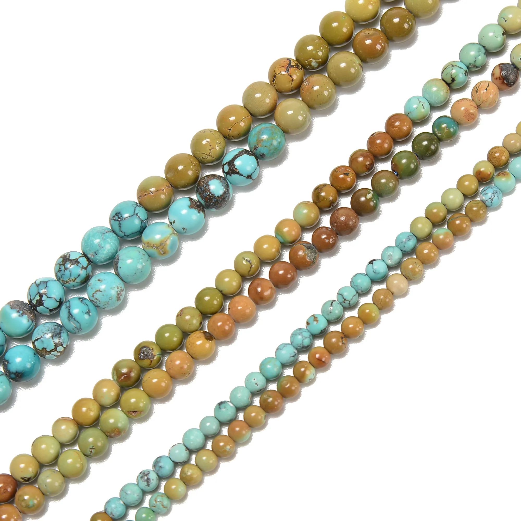 Gradient Multi Color Genuine Turquoise Smooth Round Size 3.3mm-5.5mm 25'' Strand