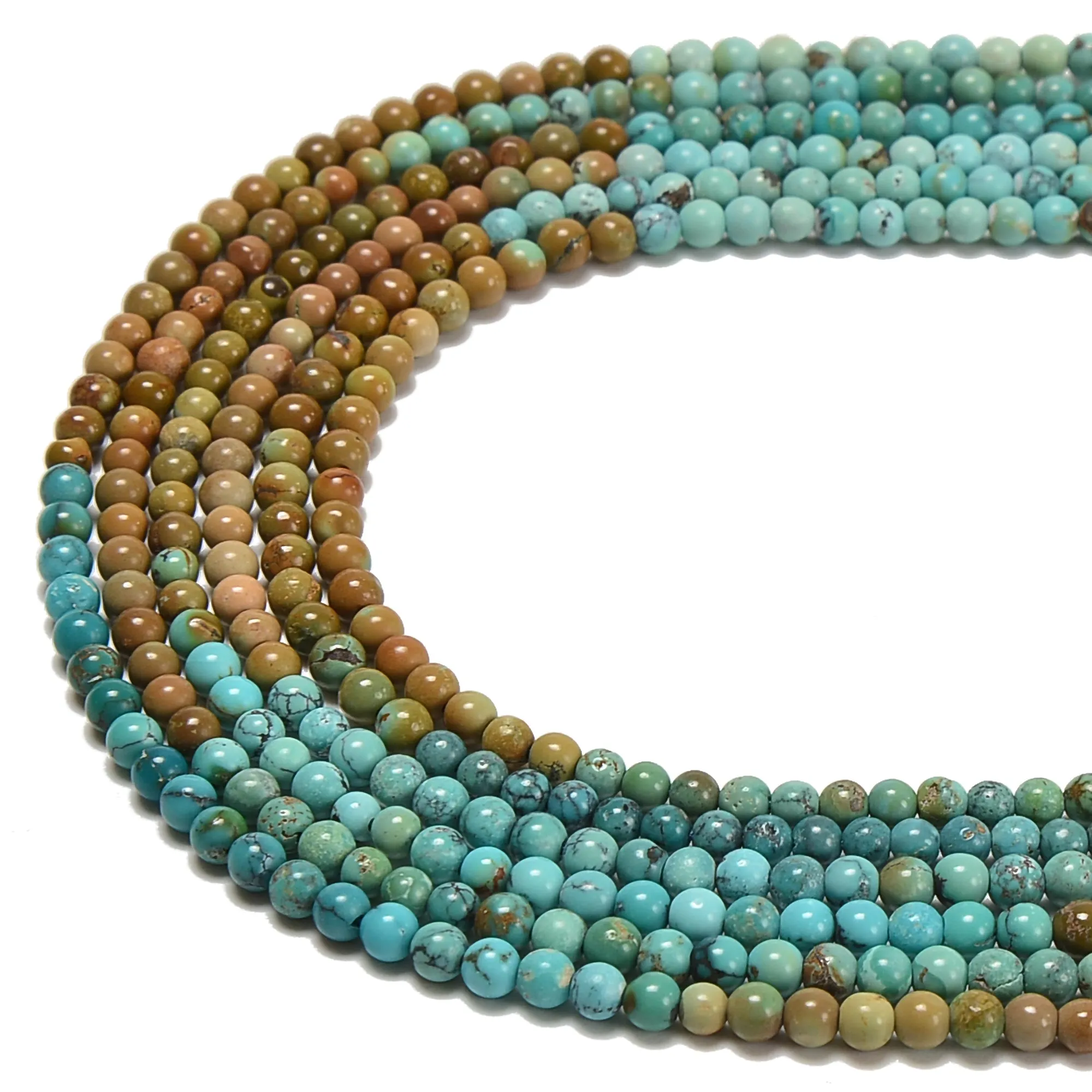 Gradient Multi Color Genuine Turquoise Smooth Round Size 3.3mm-5.5mm 25'' Strand