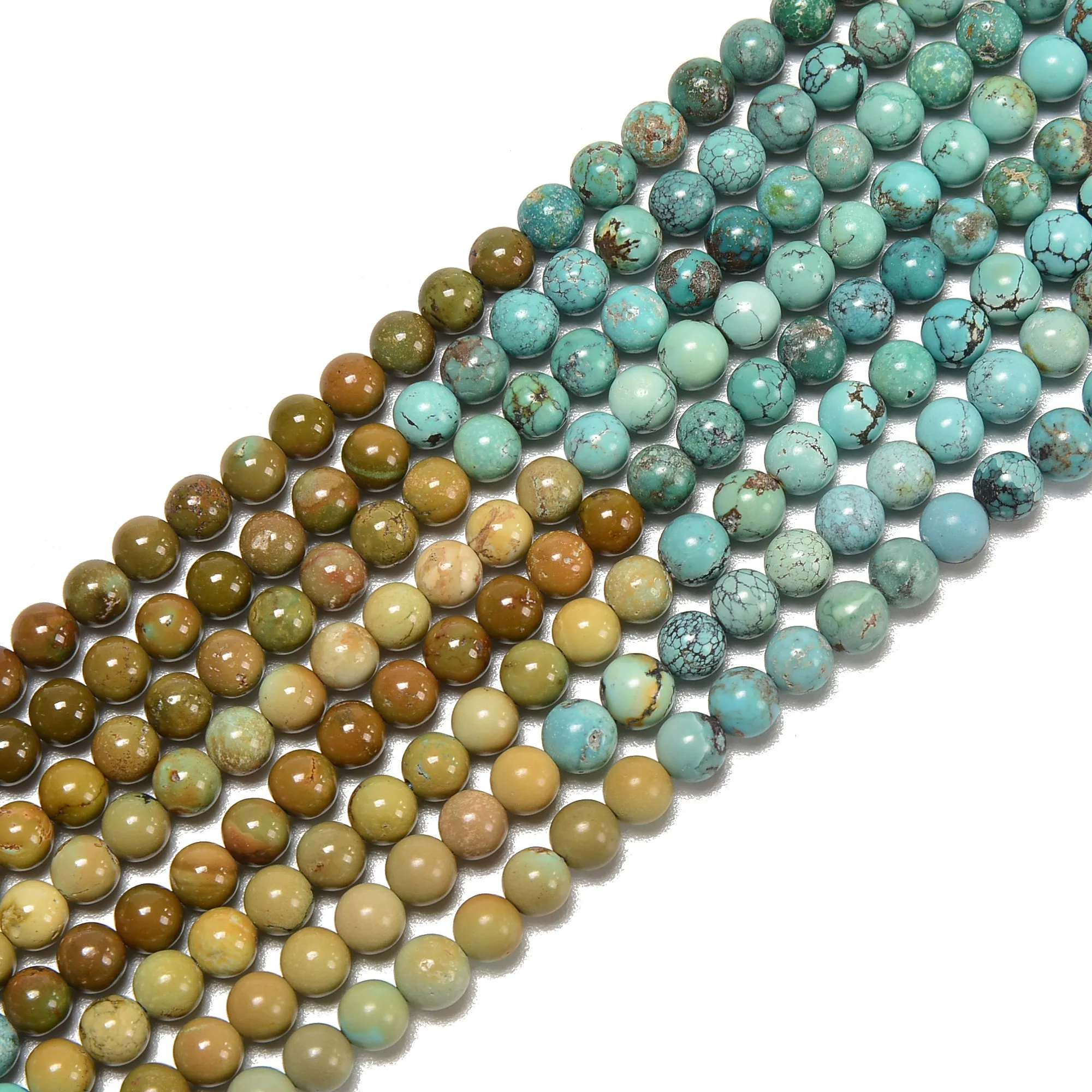 Gradient Multi Color Genuine Turquoise Smooth Round Size 3.3mm-5.5mm 25'' Strand