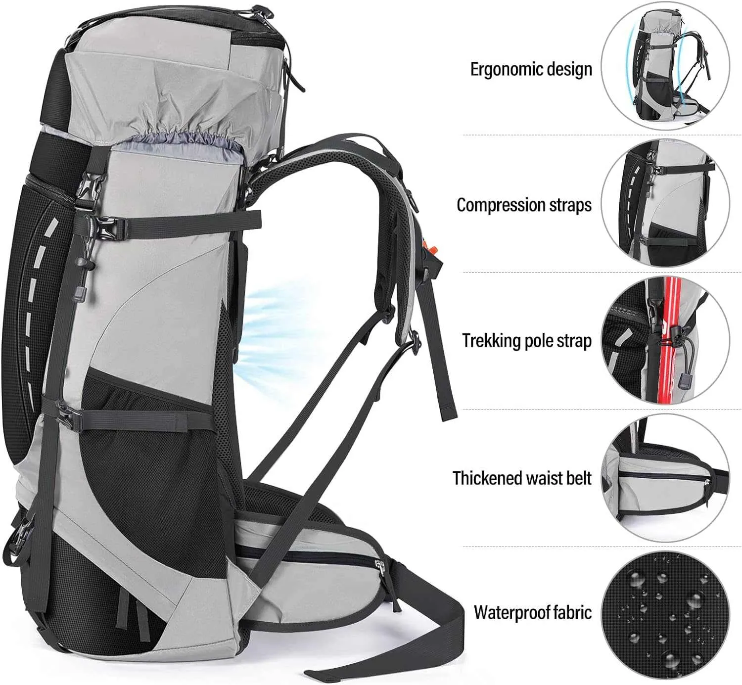 HOMIEE 50L Hiking Backpack Travel Bag