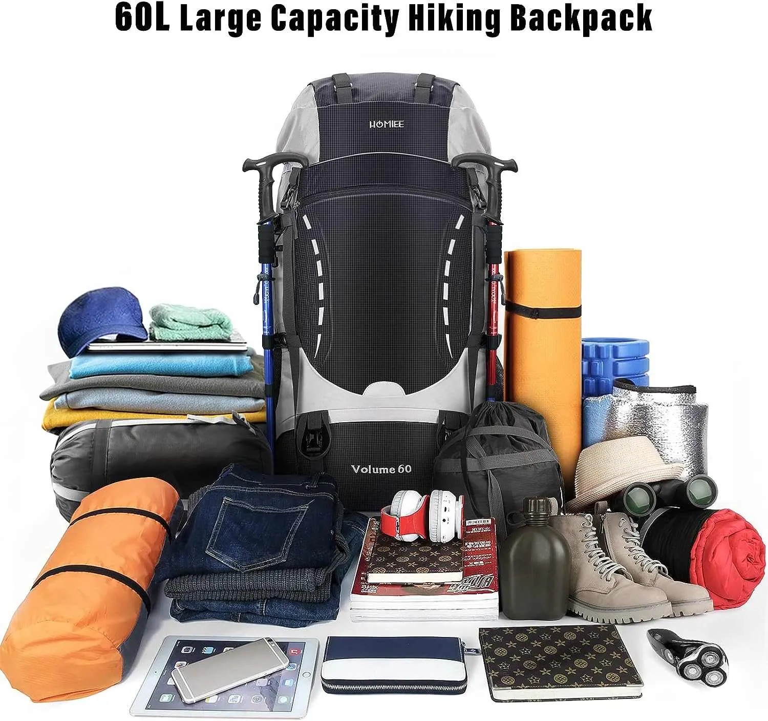 HOMIEE 50L Hiking Backpack Travel Bag
