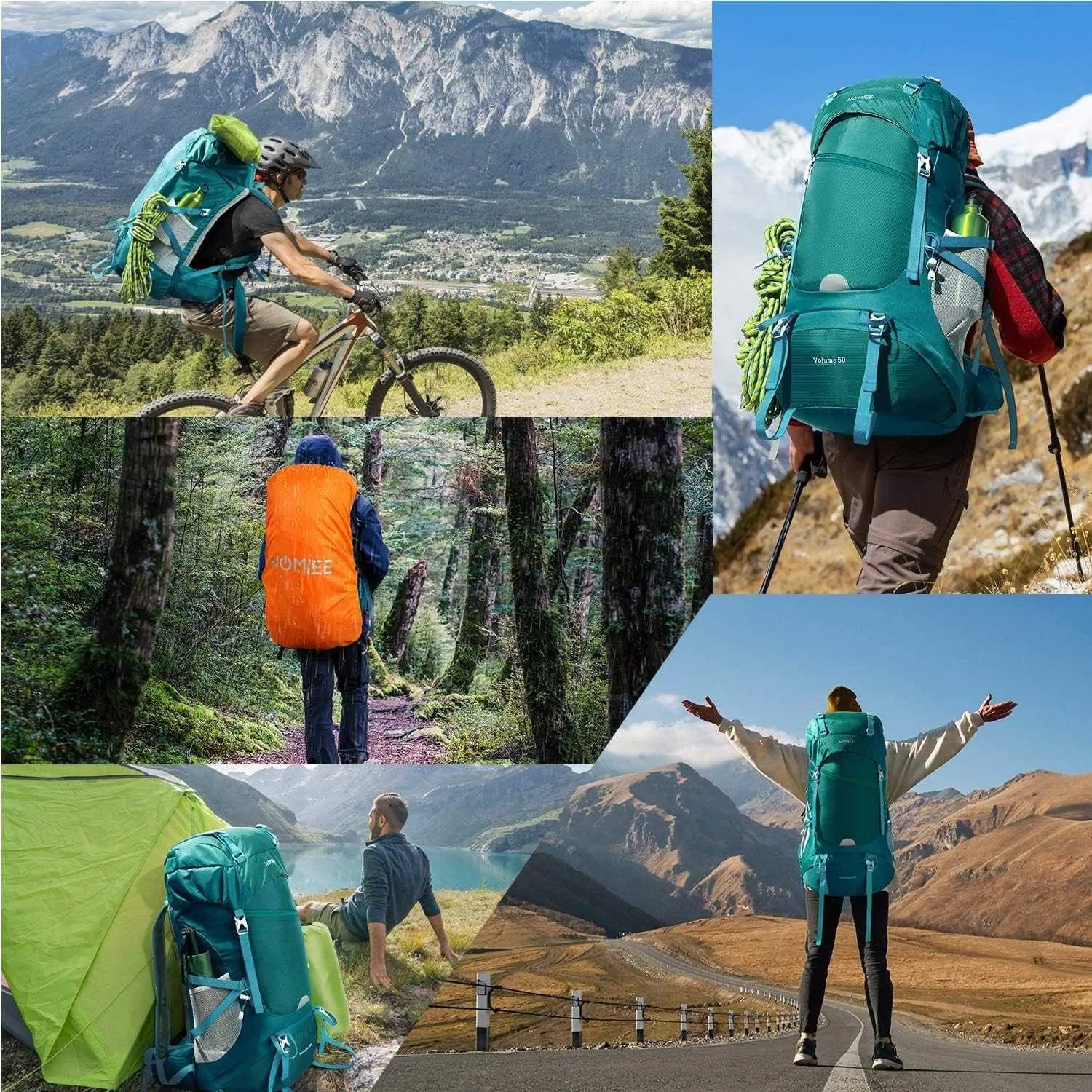 HOMIEE 50L Hiking Backpack Travel Bag