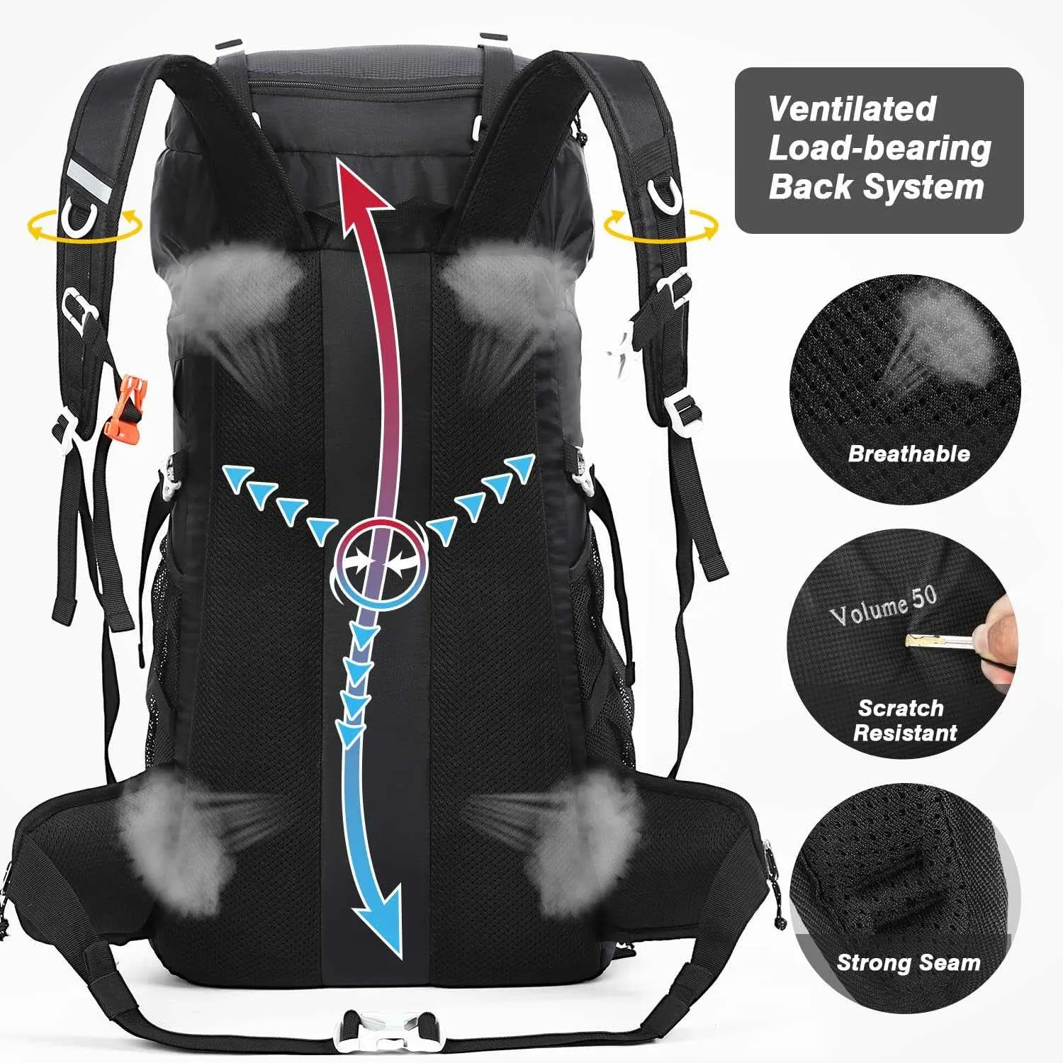 HOMIEE 50L Hiking Backpack Travel Bag