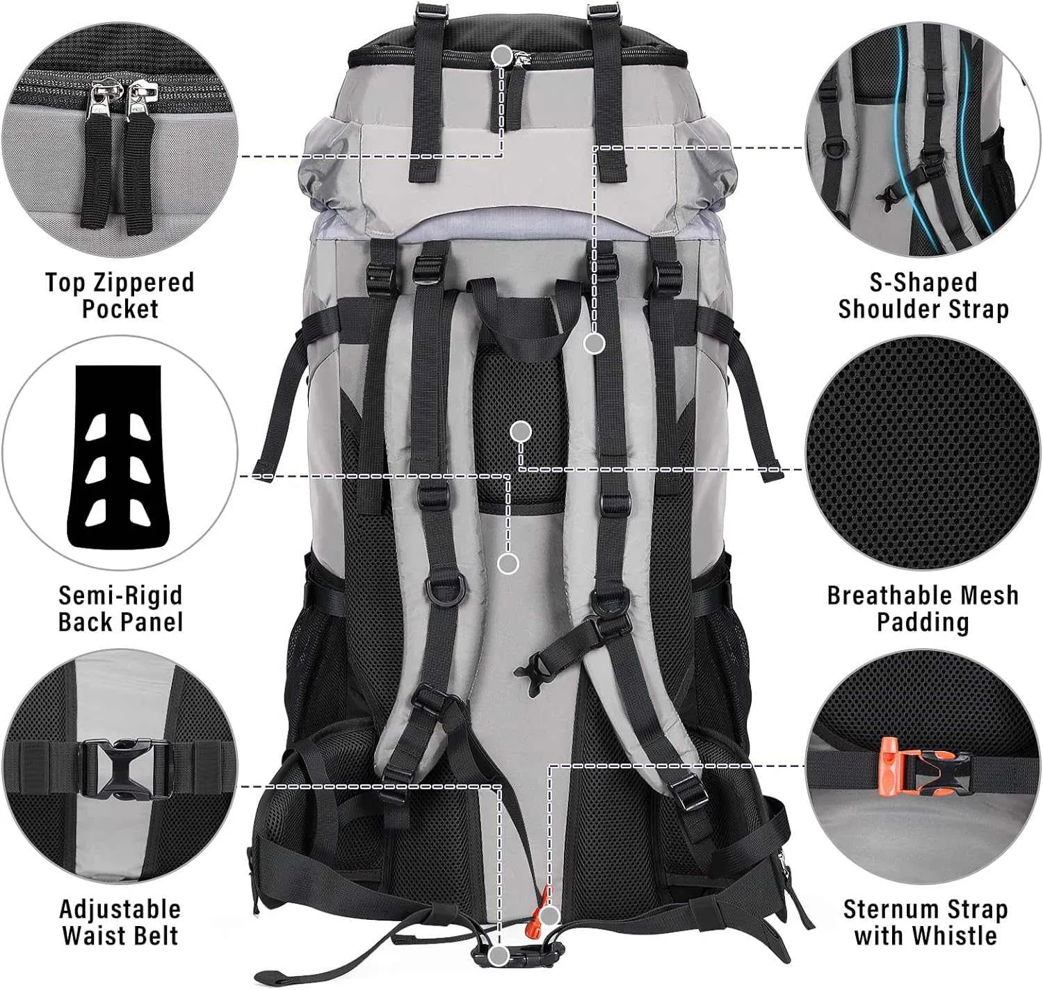 HOMIEE 50L Hiking Backpack Travel Bag