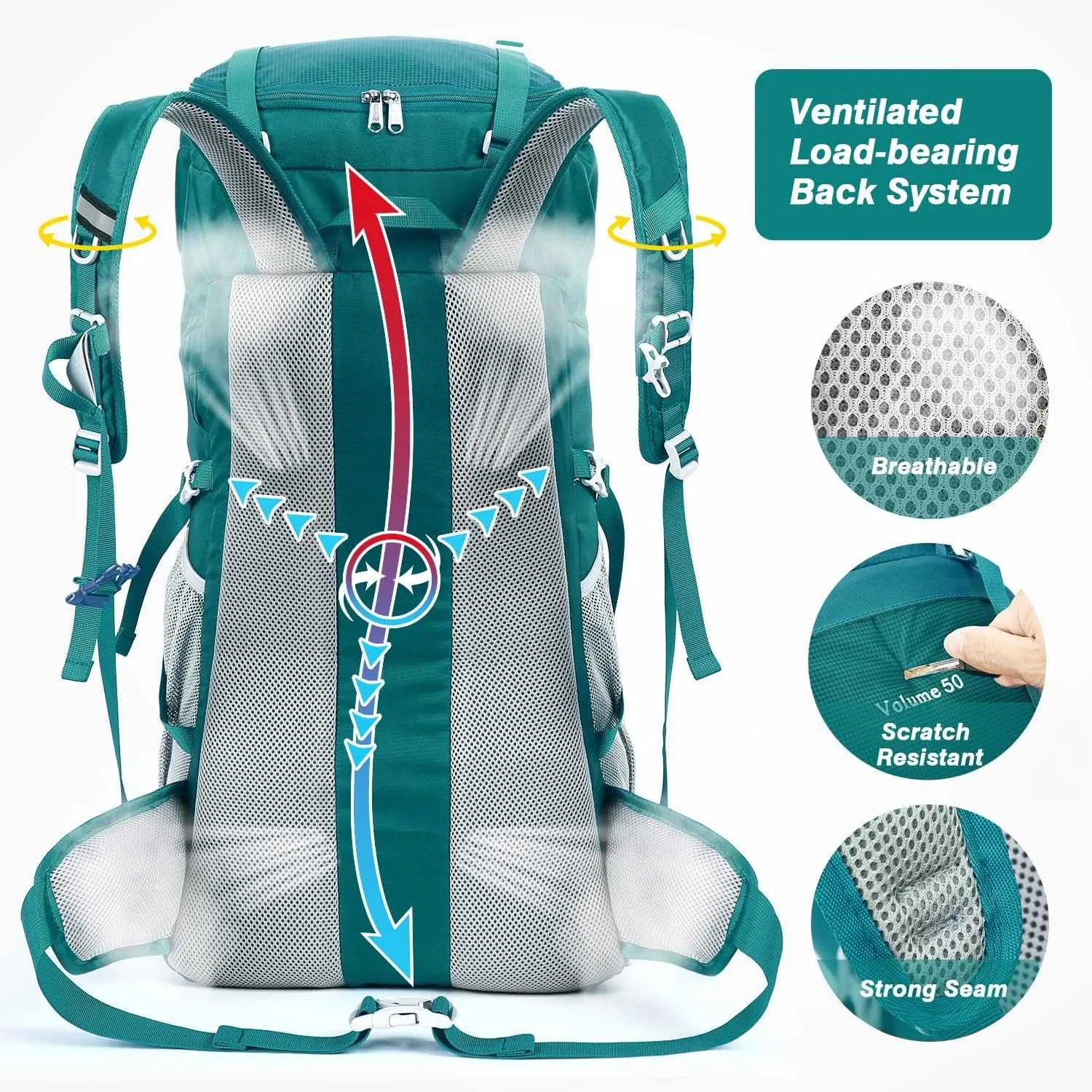 HOMIEE 50L Hiking Backpack Travel Bag