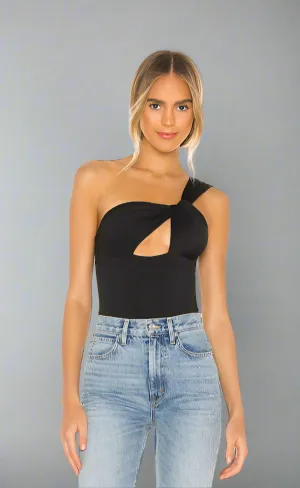 Jem One Shoulder Bodysuit - Black