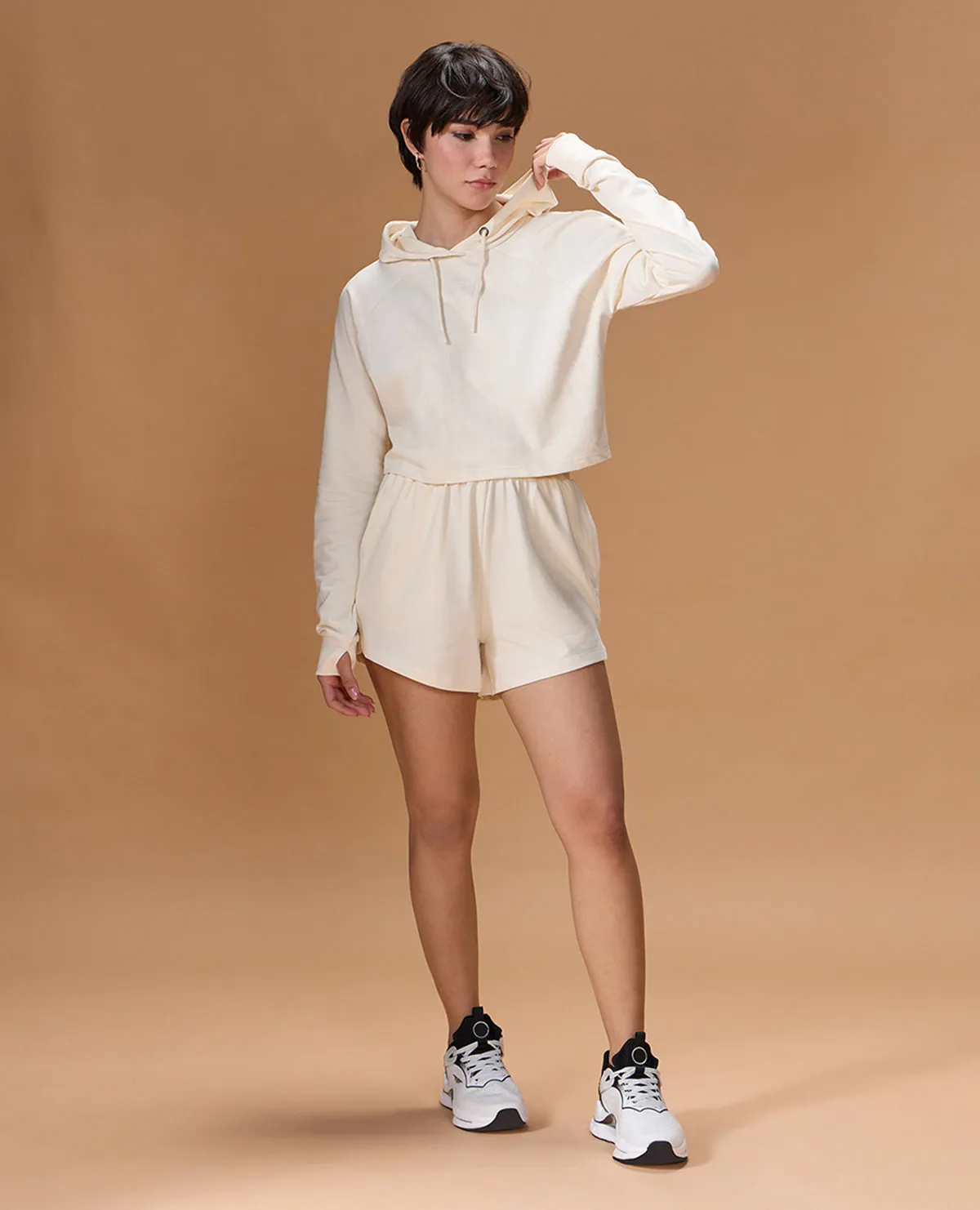 Kica Cotton Mid Rise Terry Shorts White