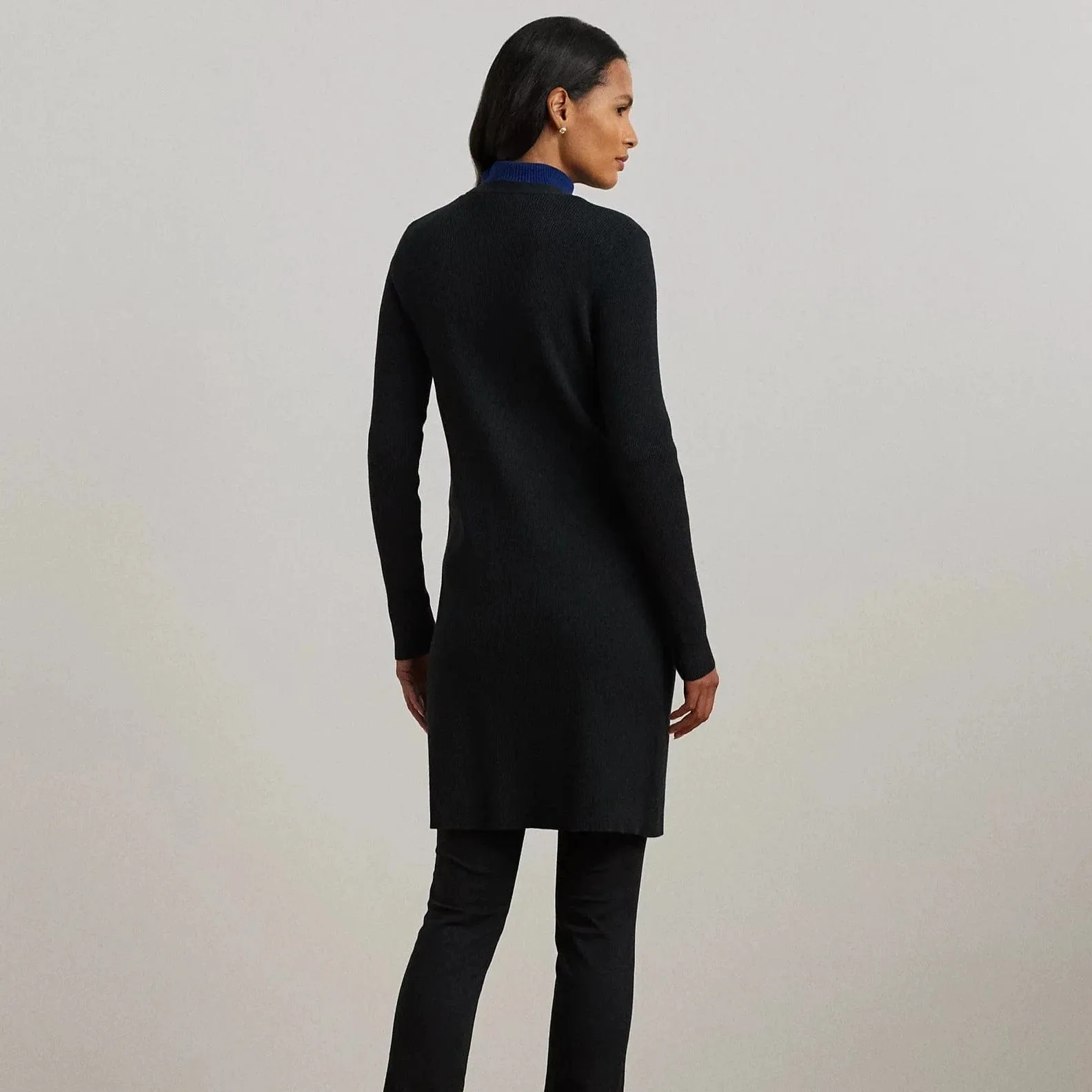 Lauren Ralph Lauren Long-sleeve Cotton Blend Cardigan In Black