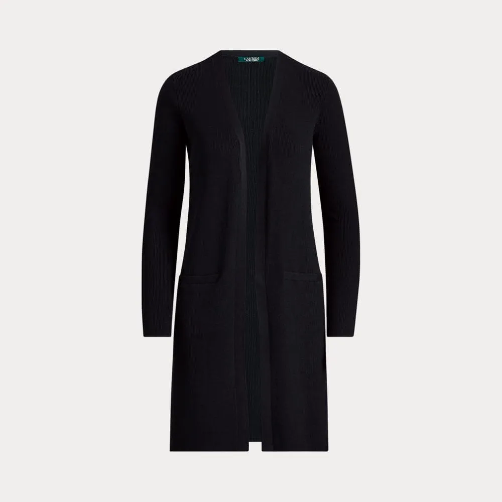 Lauren Ralph Lauren Long-sleeve Cotton Blend Cardigan In Black