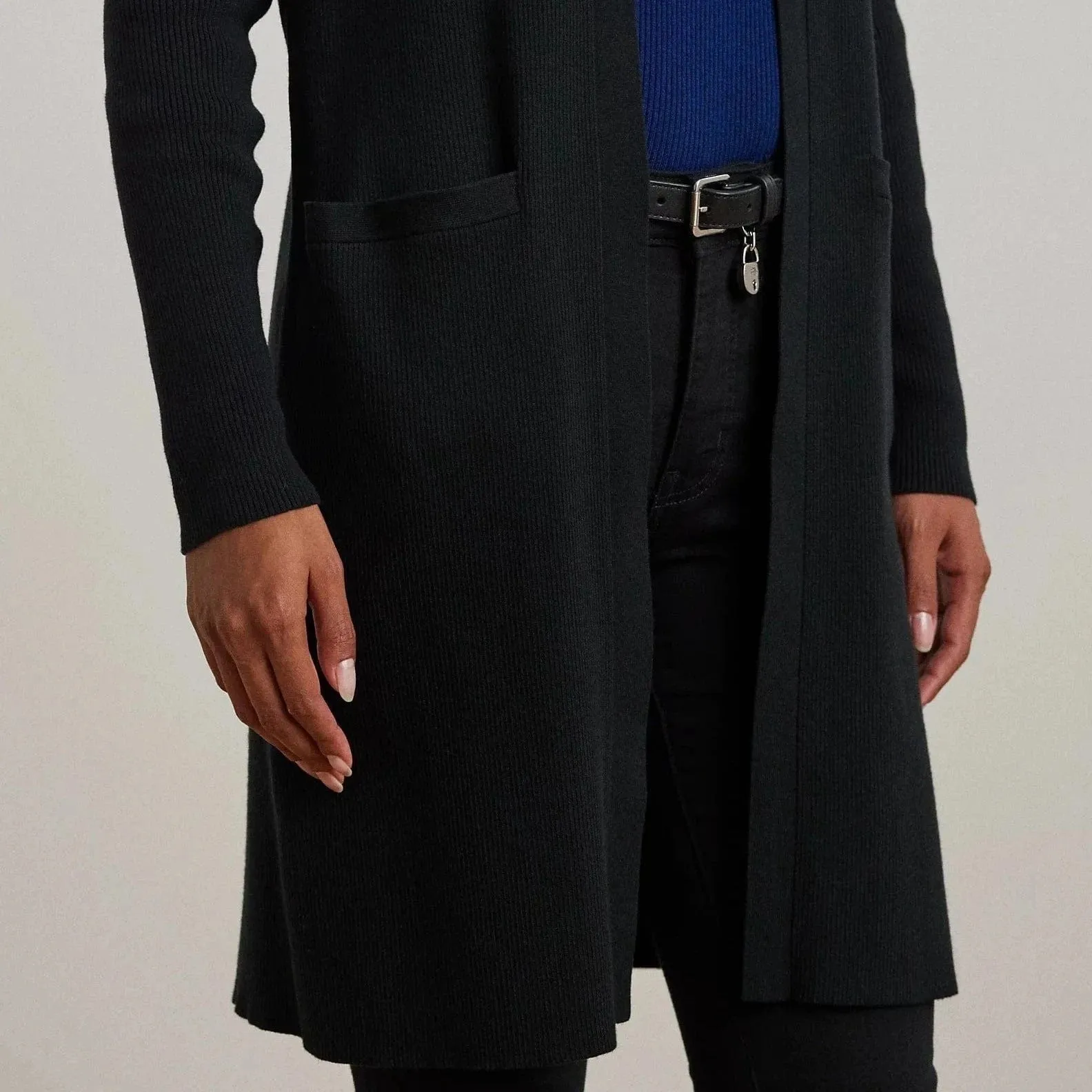 Lauren Ralph Lauren Long-sleeve Cotton Blend Cardigan In Black