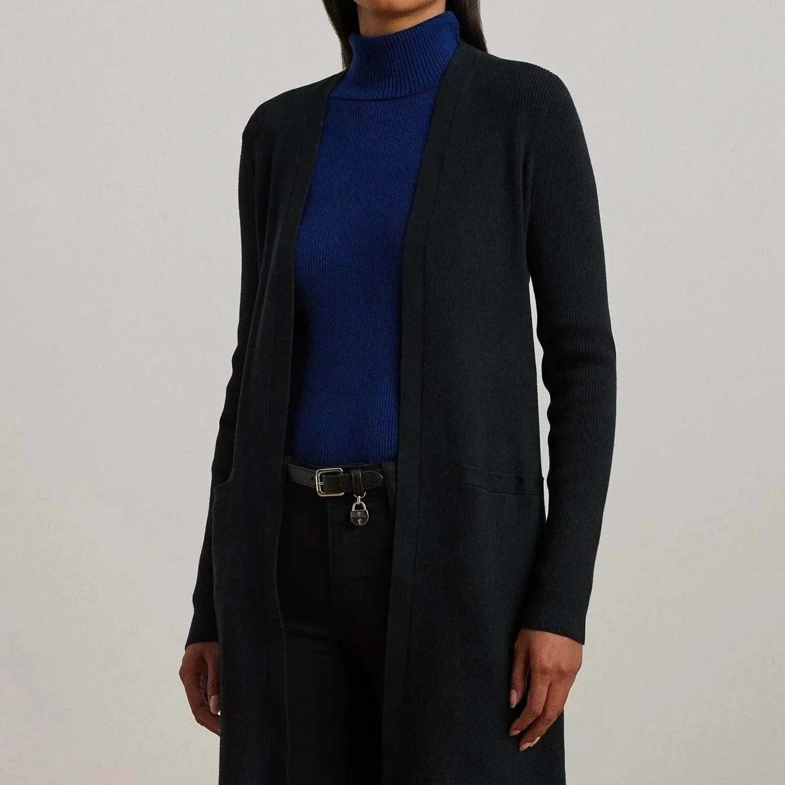 Lauren Ralph Lauren Long-sleeve Cotton Blend Cardigan In Black