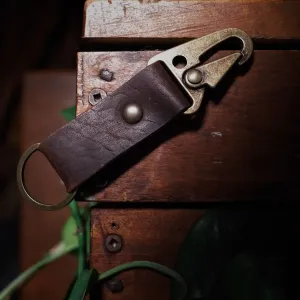 Leather Carabiner Keychain – Dark Brown Edition