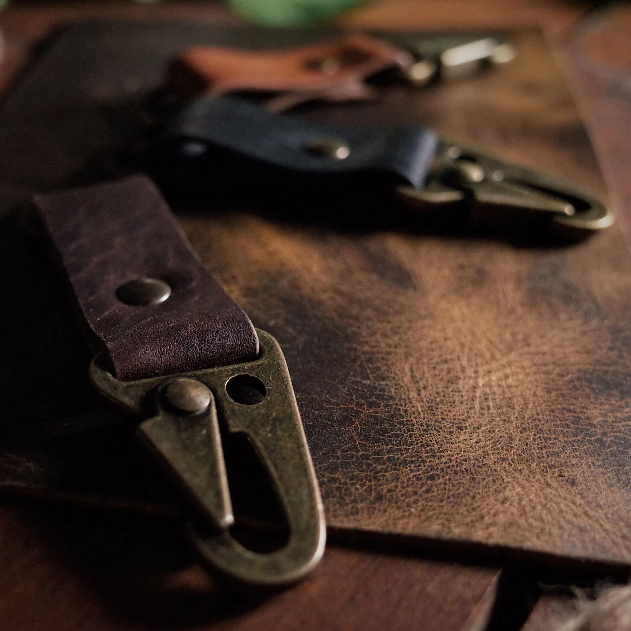 Leather Carabiner Keychain – Dark Brown Edition