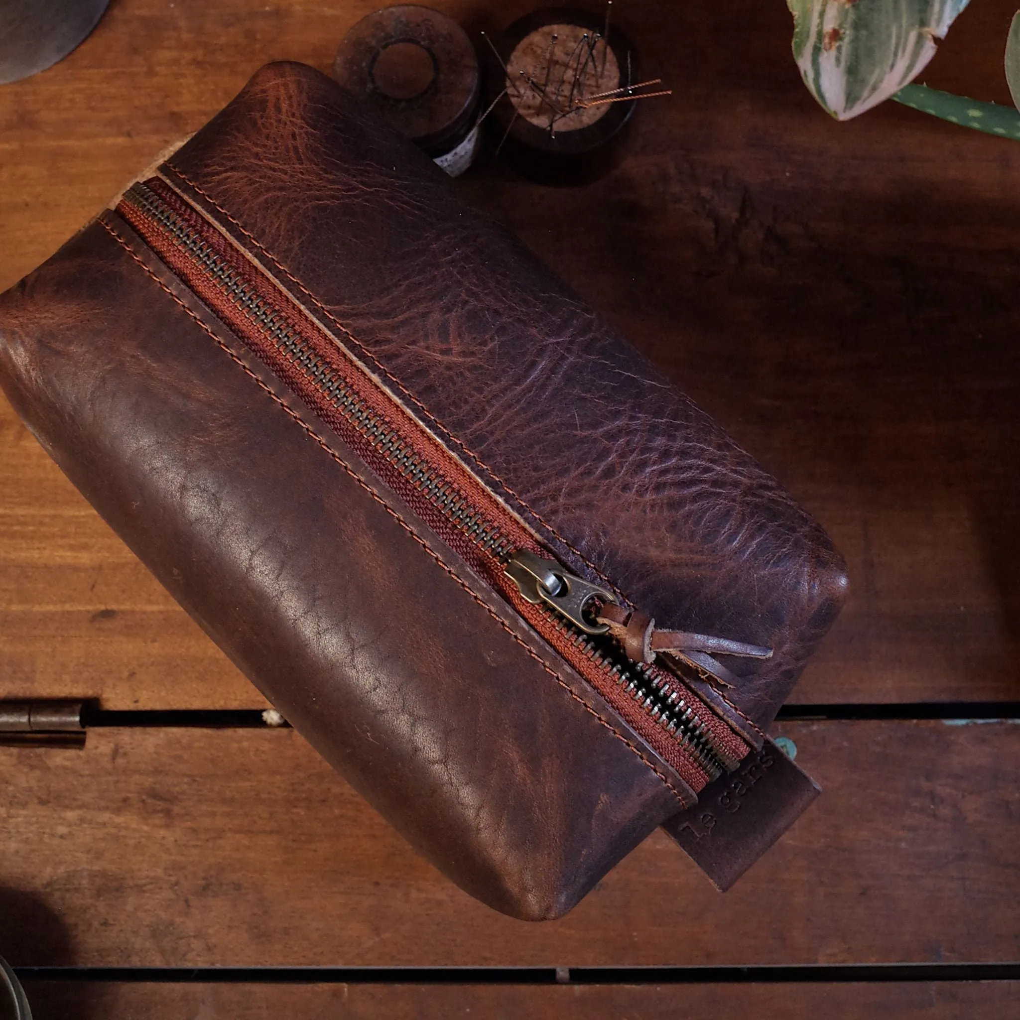 Leather Toiletry Bag – Dark Brown Edition