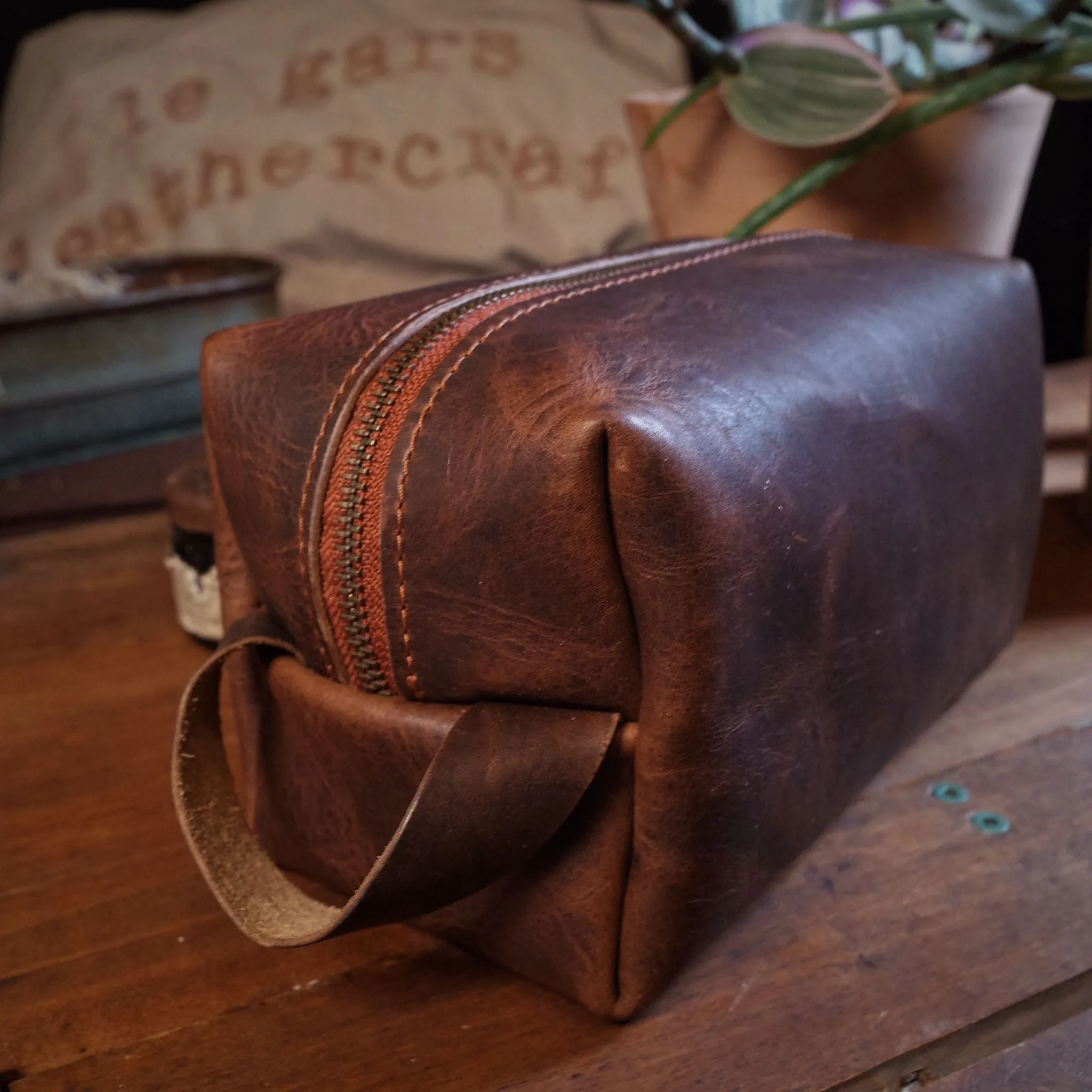 Leather Toiletry Bag – Dark Brown Edition