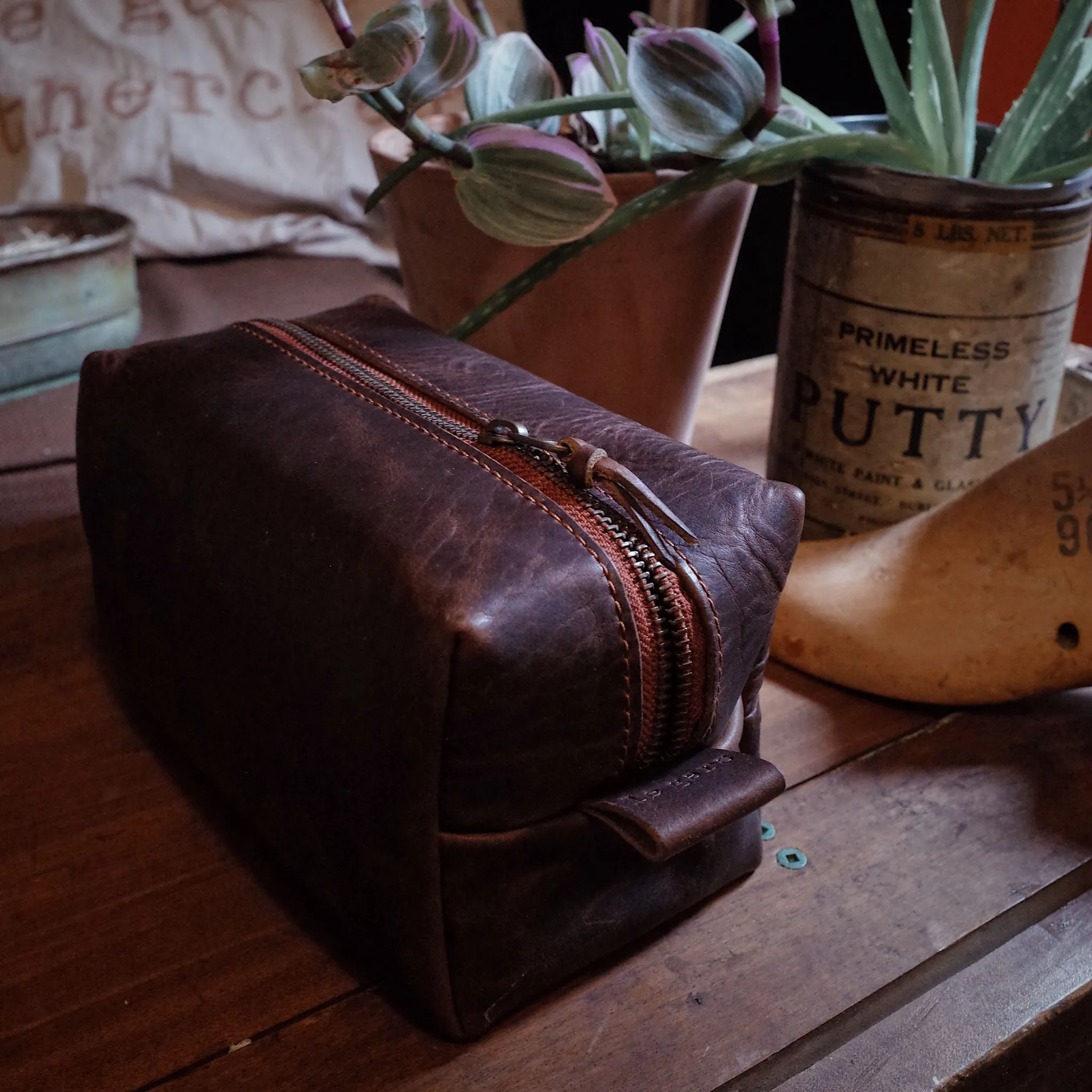 Leather Toiletry Bag – Dark Brown Edition