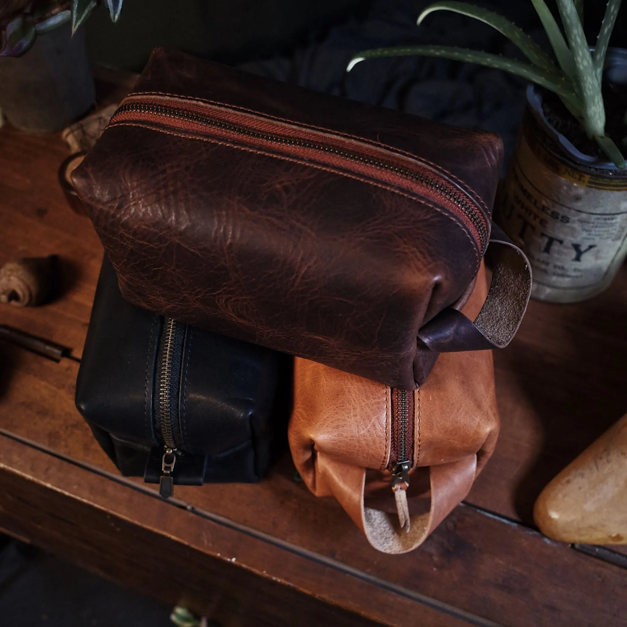 Leather Toiletry Bag – Dark Brown Edition