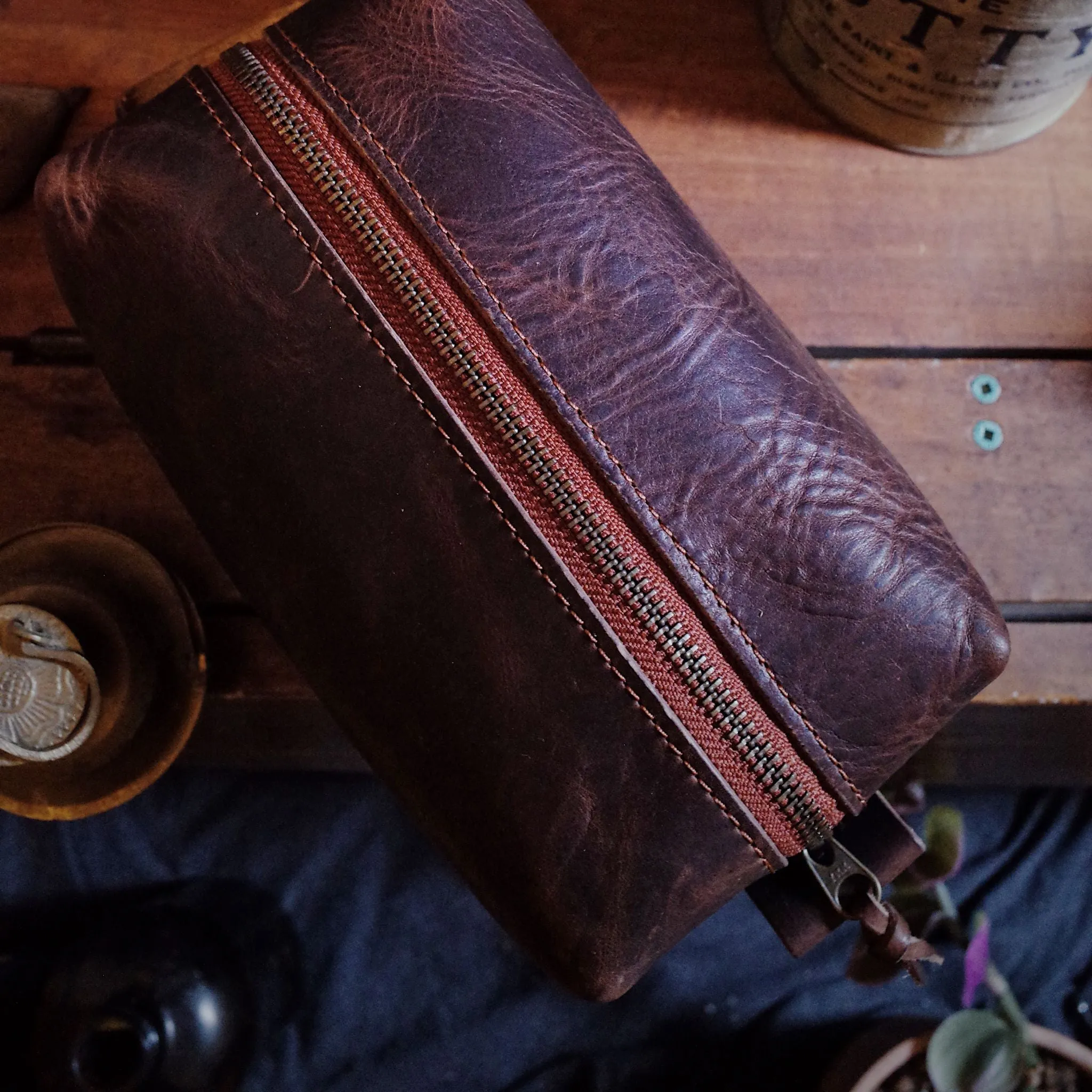 Leather Toiletry Bag – Dark Brown Edition