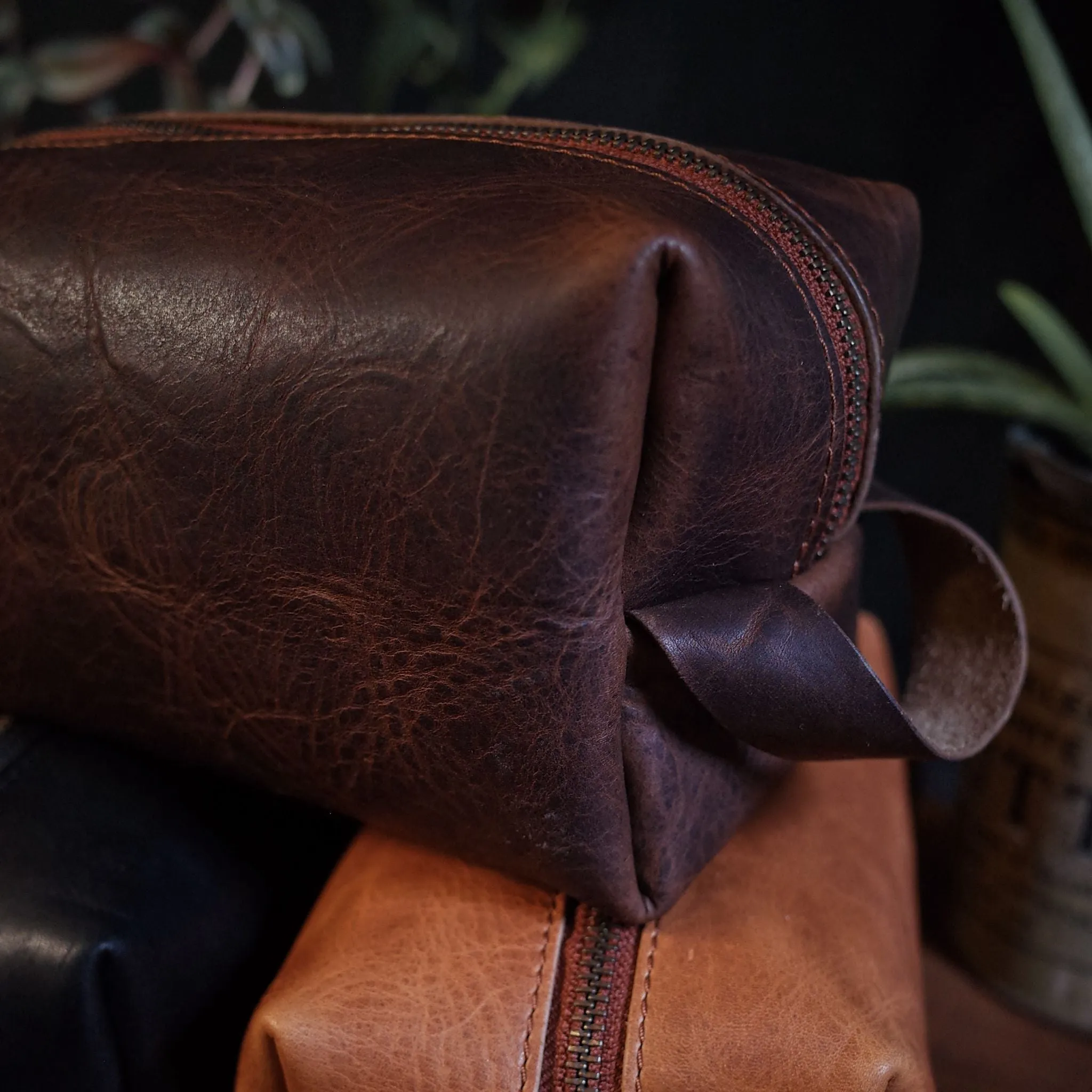 Leather Toiletry Bag – Dark Brown Edition
