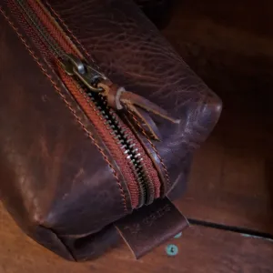 Leather Toiletry Bag – Dark Brown Edition