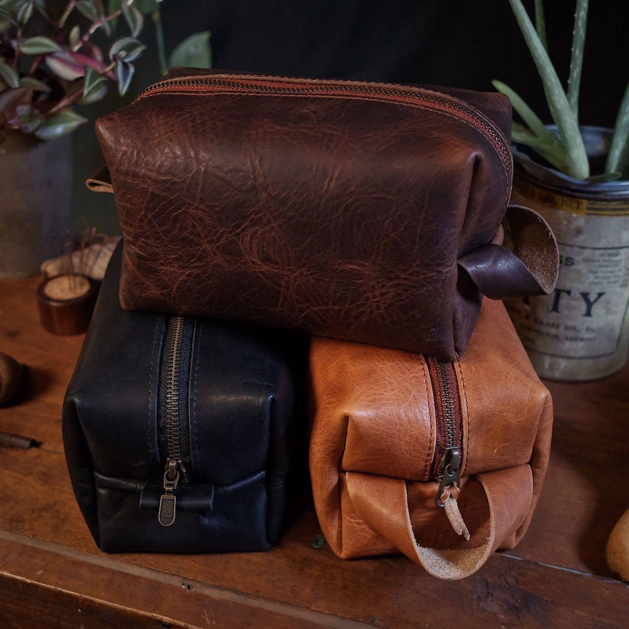Leather Toiletry Bag – Dark Brown Edition