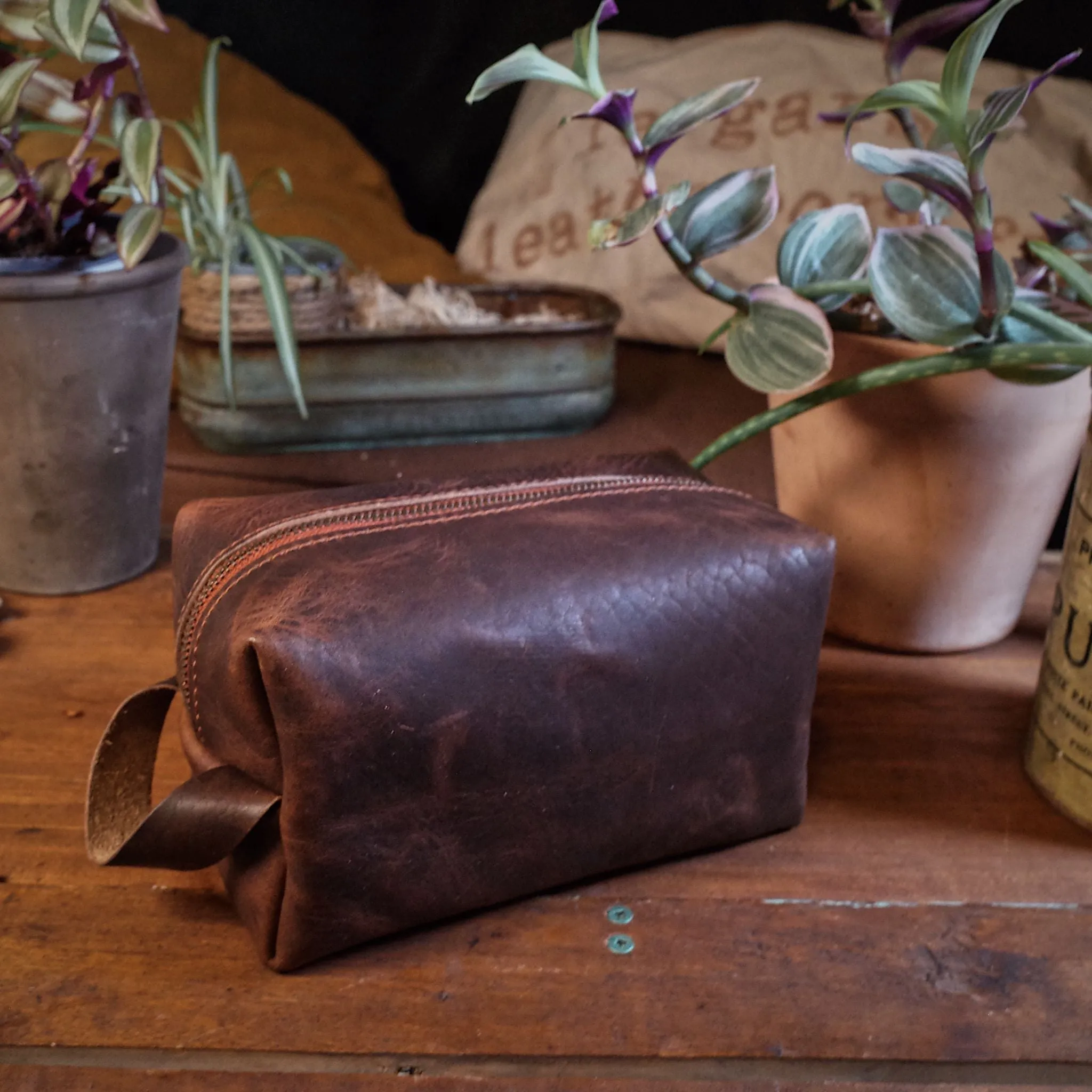 Leather Toiletry Bag – Dark Brown Edition