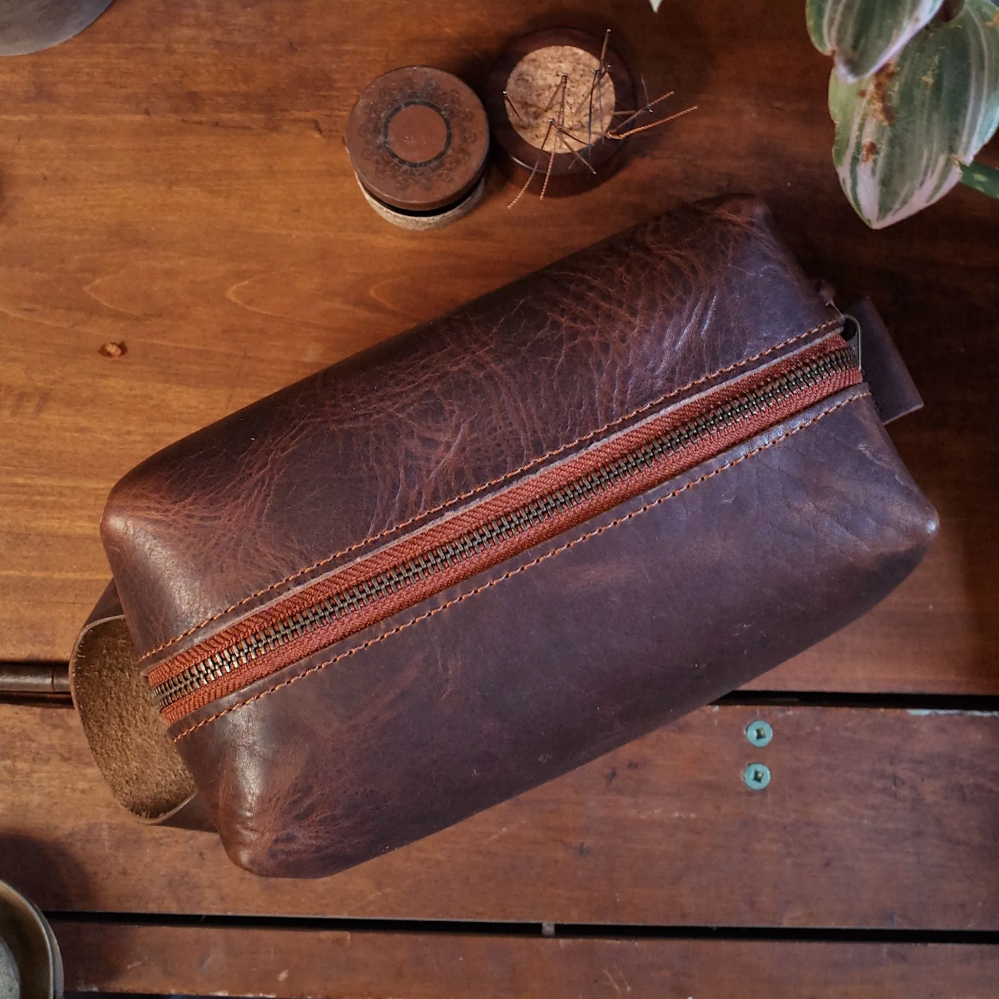Leather Toiletry Bag – Dark Brown Edition