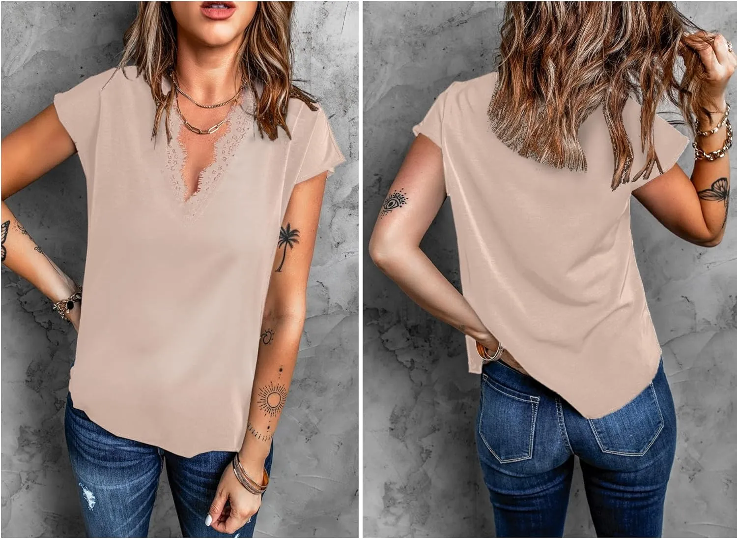 lime flare Dressy Lace Trim Blouse Tops Popular Short Sleeve Shirt