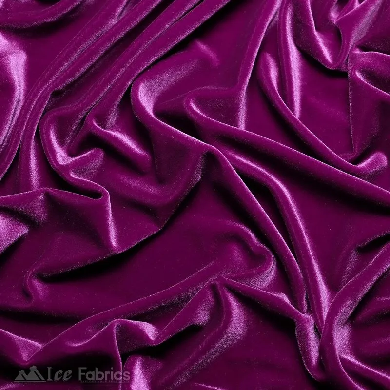 Magenta Stretch Velvet Fabric Soft and Smooth